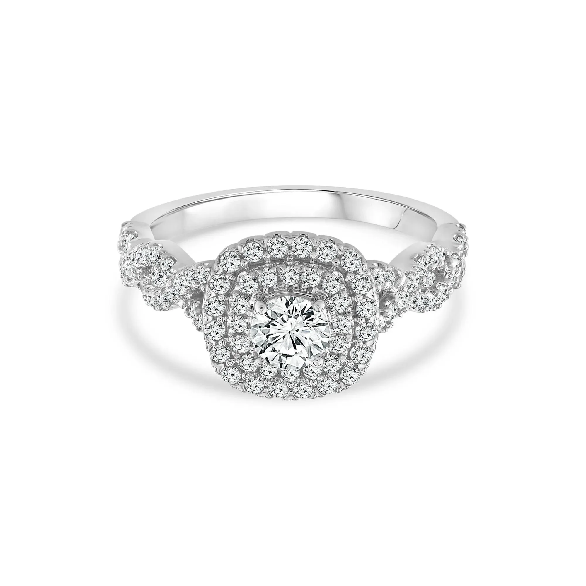 1 CT. Tw. Lab Grown Diamond Engagement Ring 10K White Gold Round Brilliant Cut Size 6.5 1mm