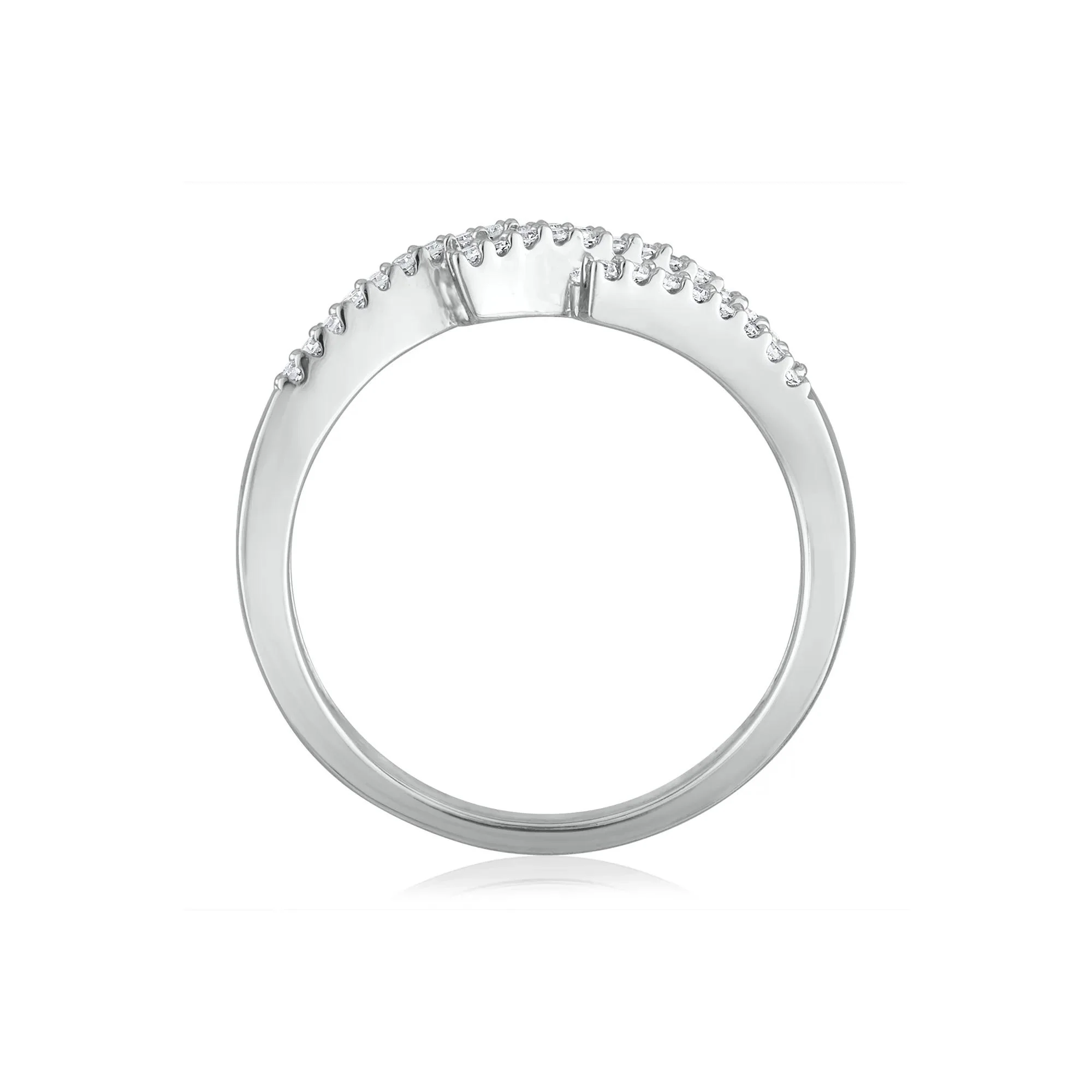 1/2 CT. Tw. Diamond Tilt Ring 14K White Gold Round Brilliant Cut Size 7 2.5mm - Image 2