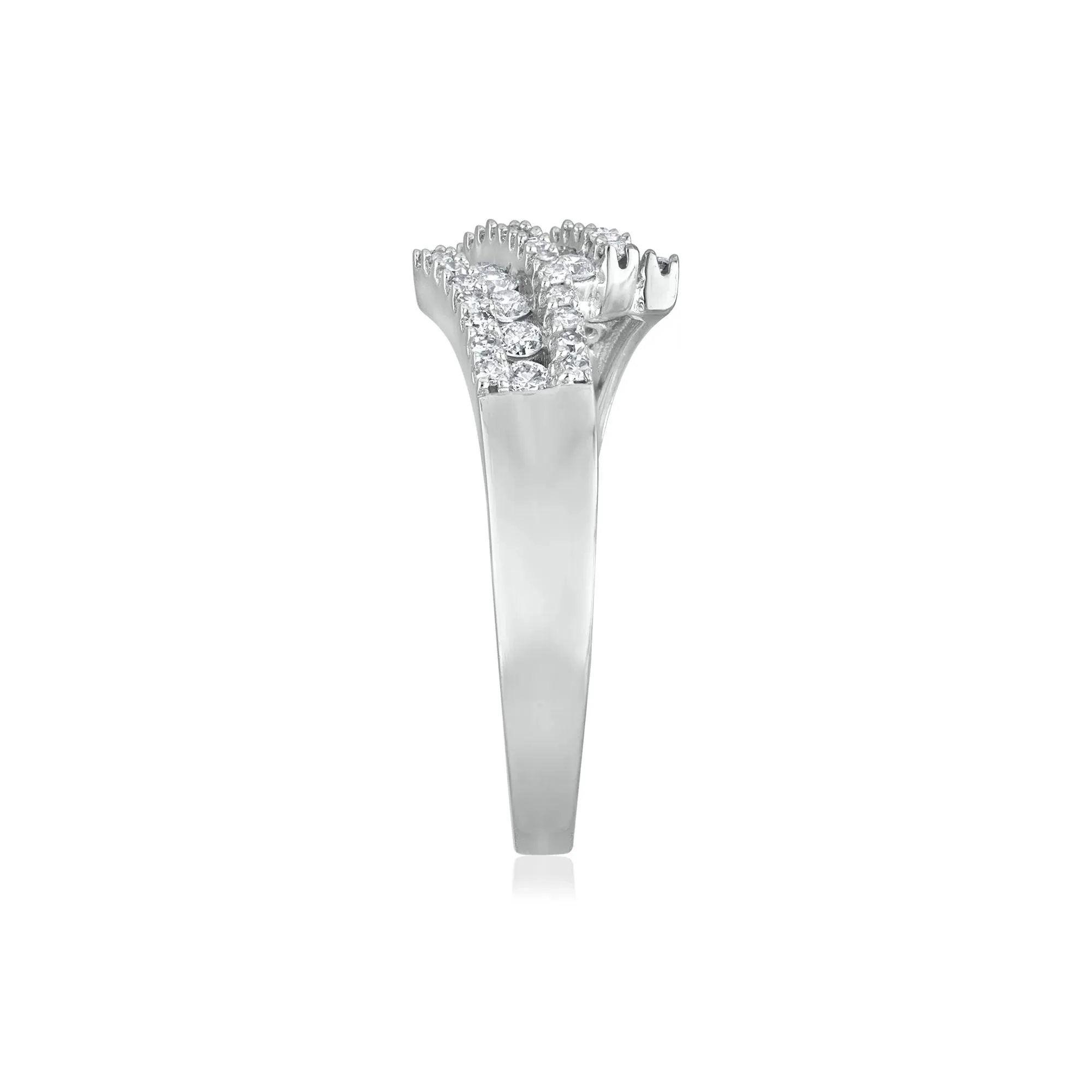 1/2 CT. Tw. Diamond Tilt Ring 14K White Gold Round Brilliant Cut Size 7 2.5mm - Image 3