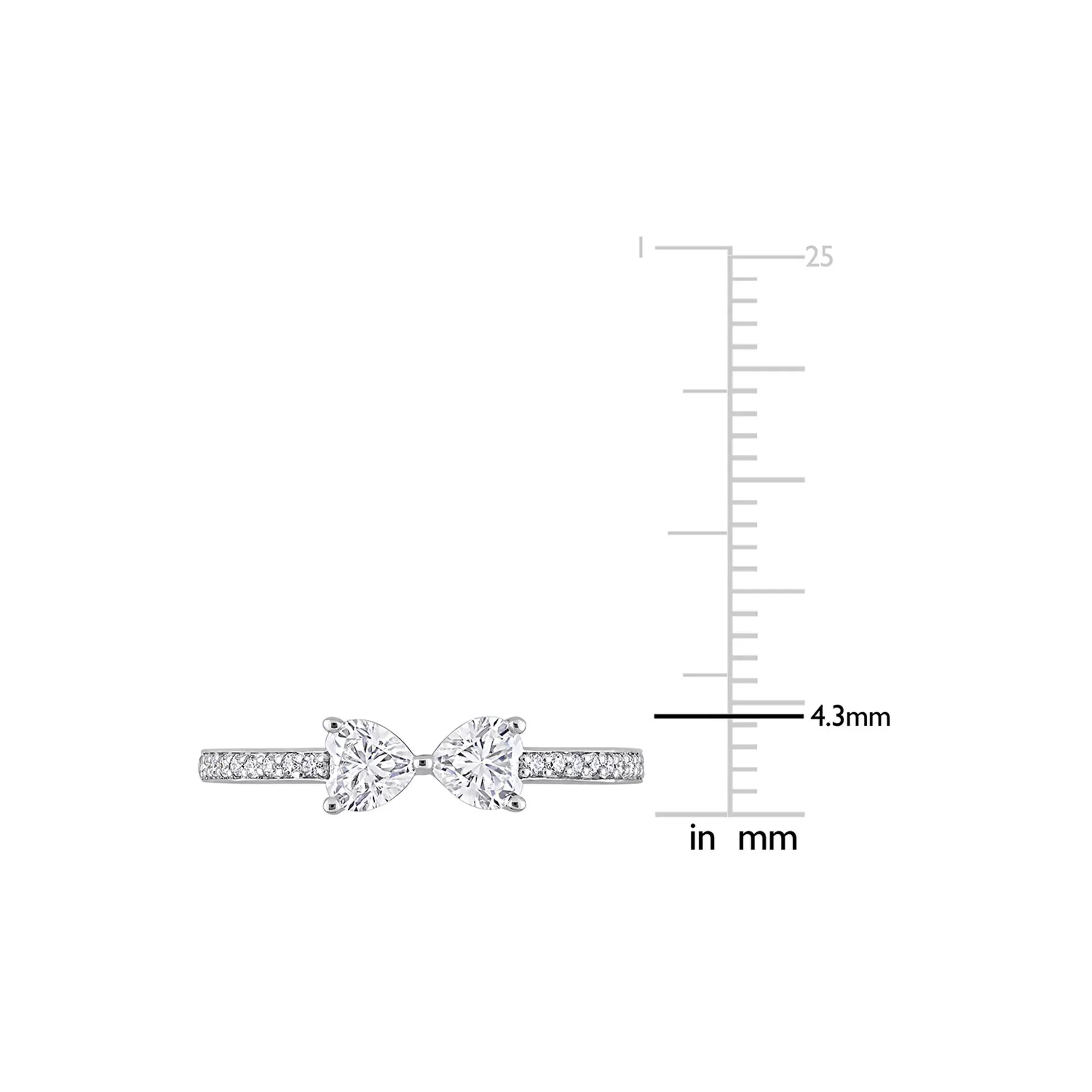 Heart-Shaped Moissanite Stacking Ring with Bow Design .925 Sterling Silver (3/5 CT. Dew) White Size 7 - Image 4