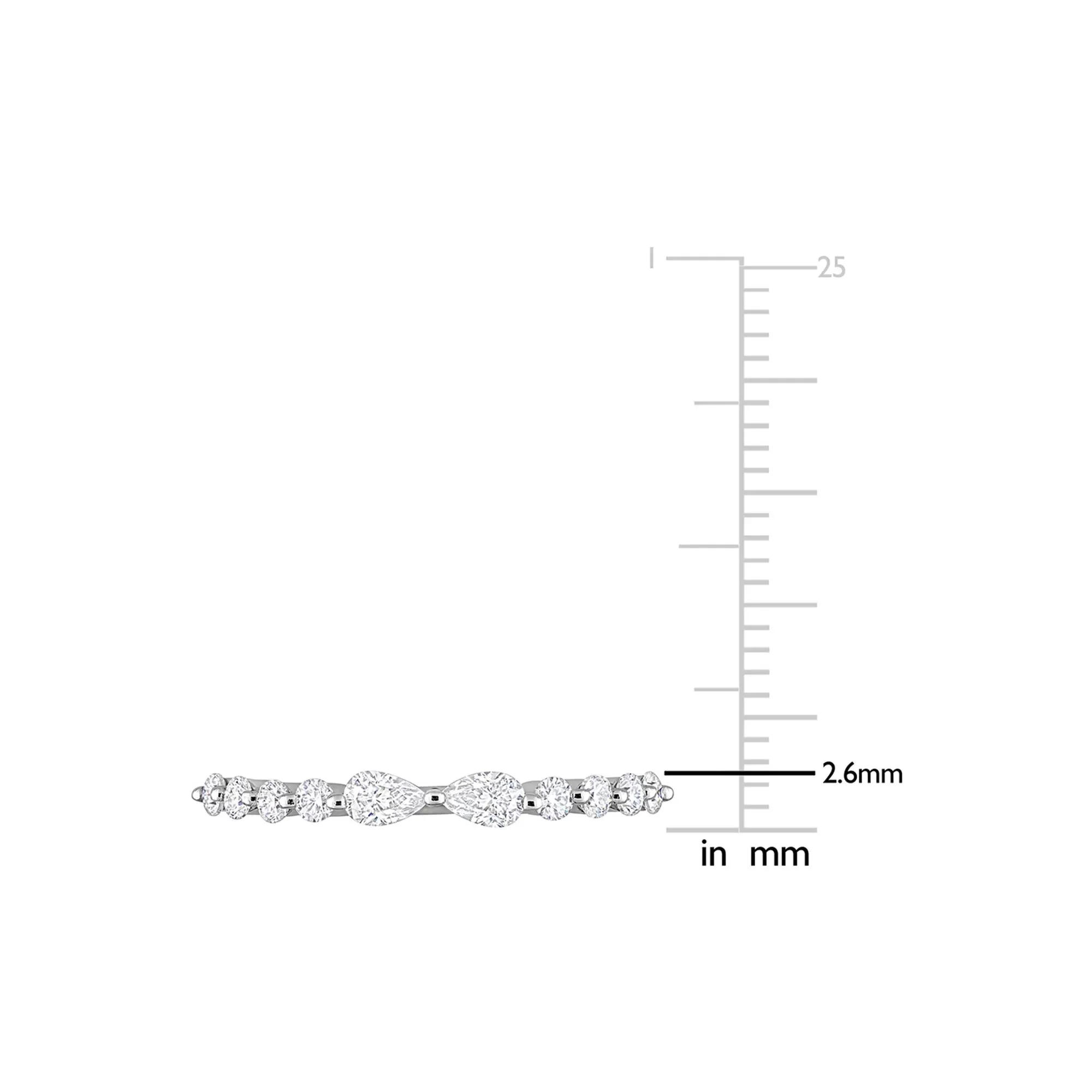 Pear-Shaped Moissanite Stacking Ring .925 Sterling Silver (2/5 CT. Dew) White Size 6 - Image 4