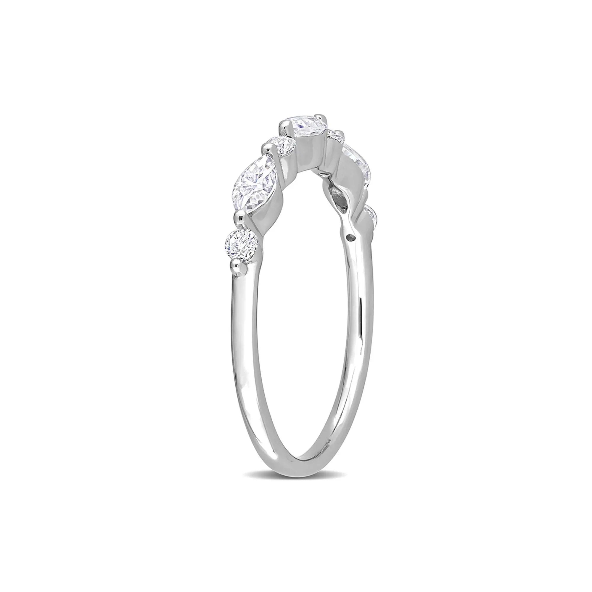 Marquise Moissanite Stacking Ring .925 Sterling Silver (1/2 CT. Dew) White Size 9 - Image 3