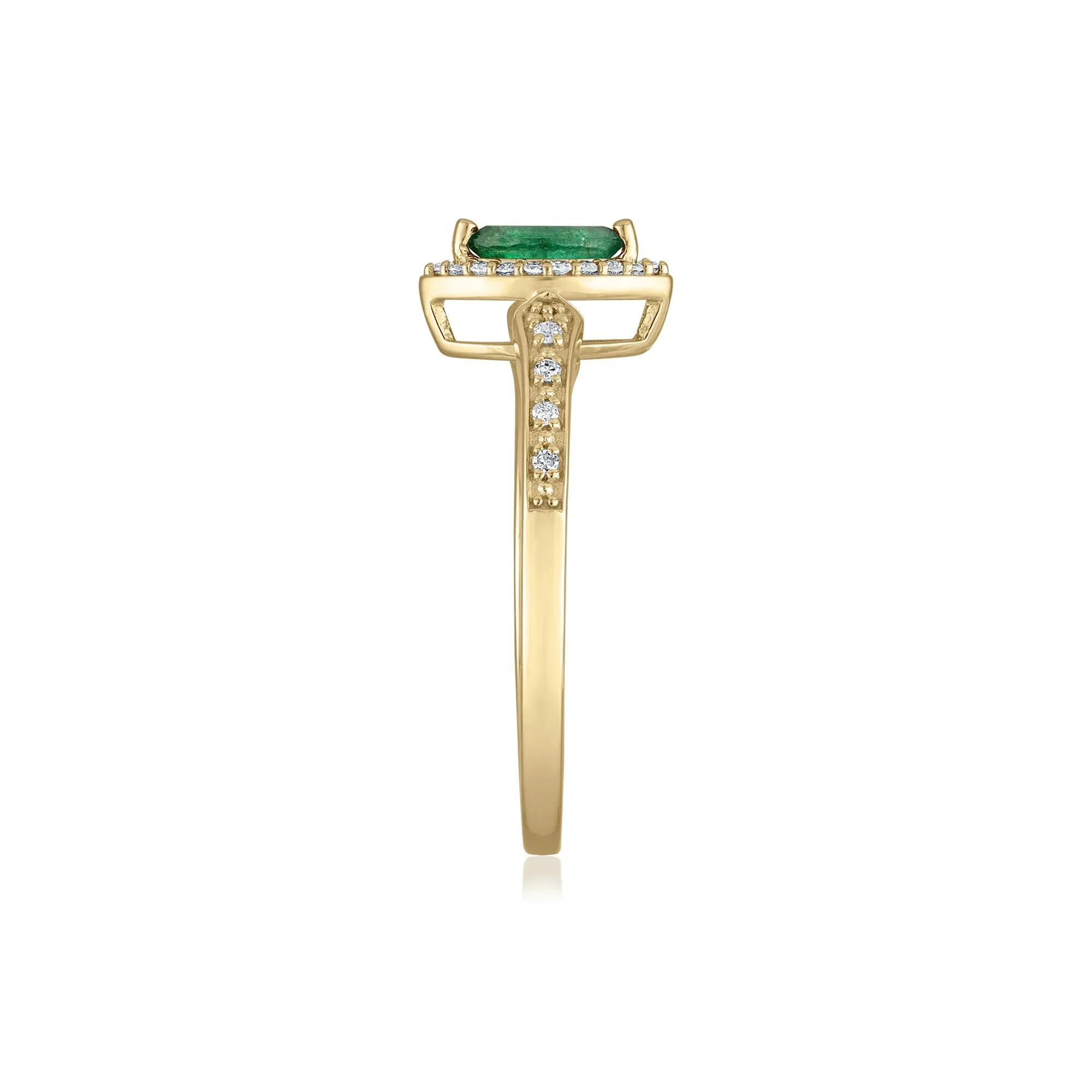 1/10 CT. Tw. Emerald and Diamond Ring 14K Yellow Gold Size 7.5 1.5mm - Image 3