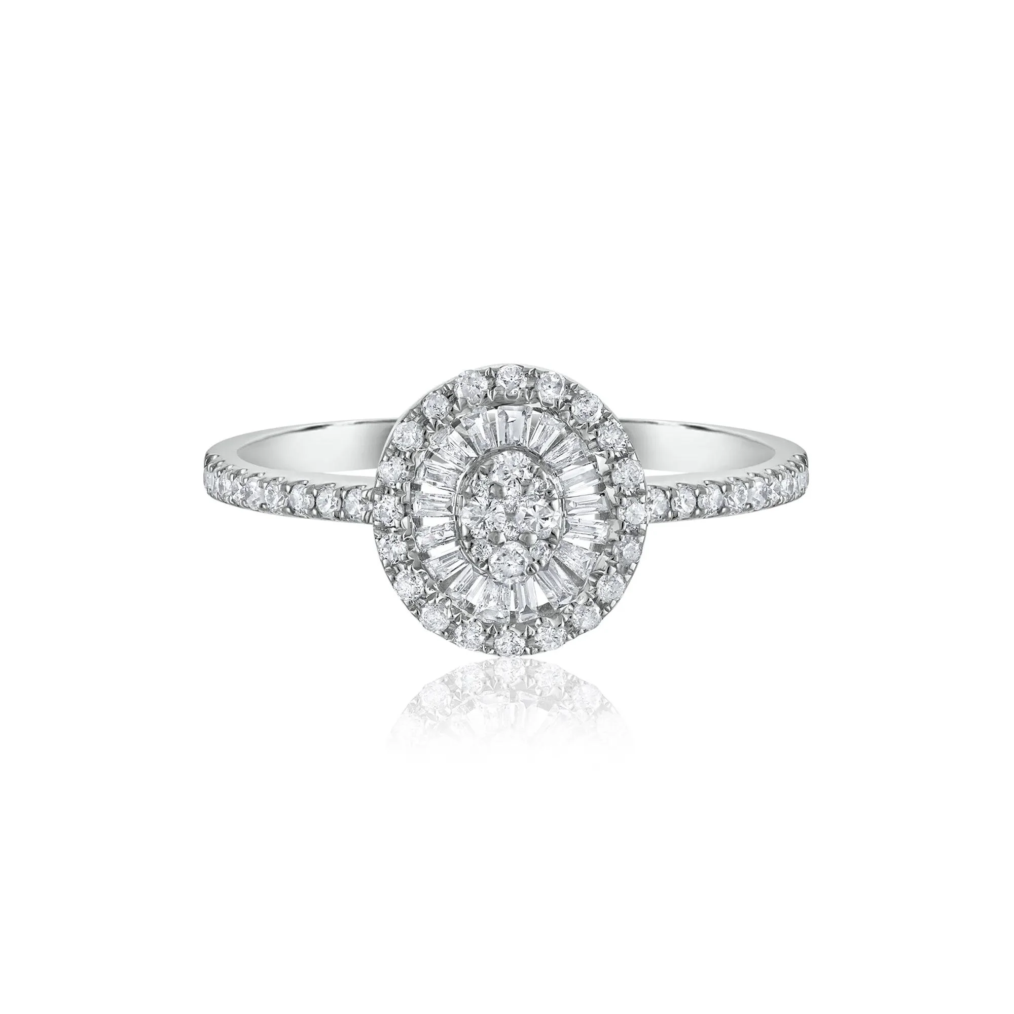 3/8 CT. Tw. Diamond Engagement Ring 14K White Gold Round Brilliant Cut Size 7.5 1.5mm