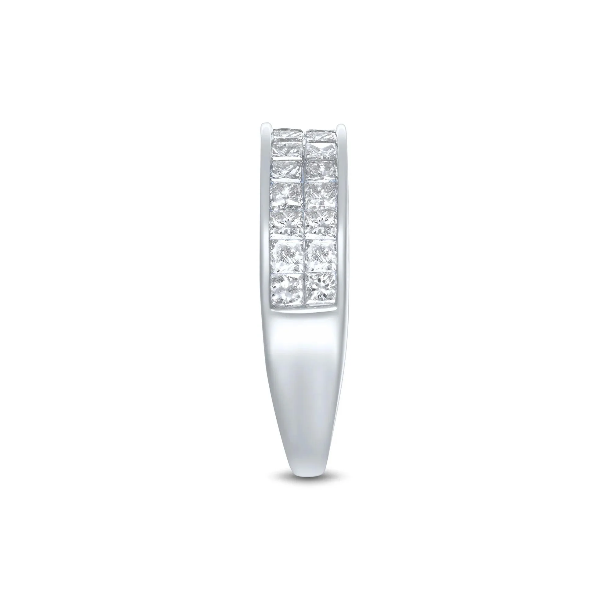 1/2 CT. Tw. Princess-Cut Diamond Double Row Band Ring 10K White Gold Size 6 1.5mm - Image 3