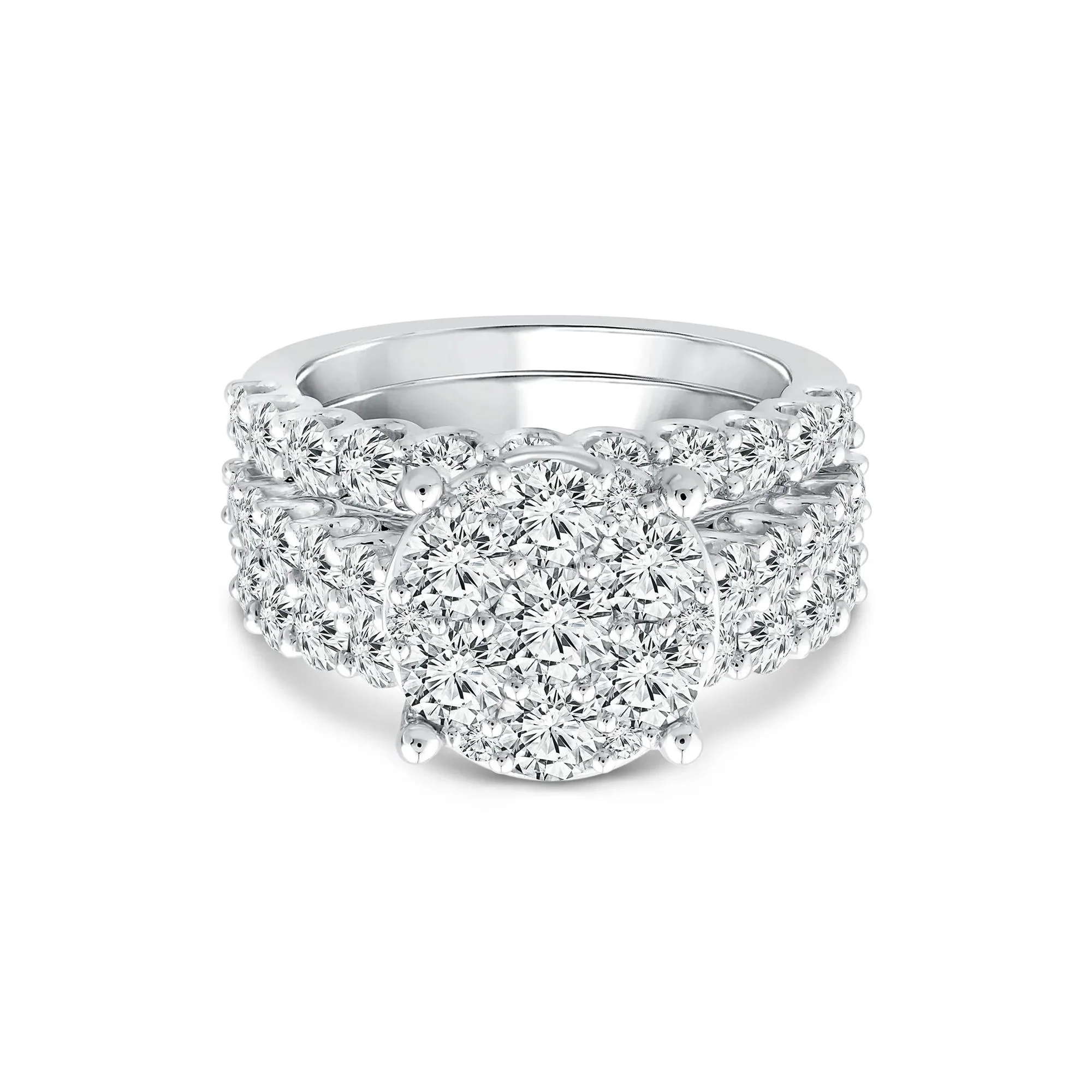 4 CT. Tw. Diamond Composite Center Bridal Set 10K White Gold Ring Round Brilliant Cut Size 9