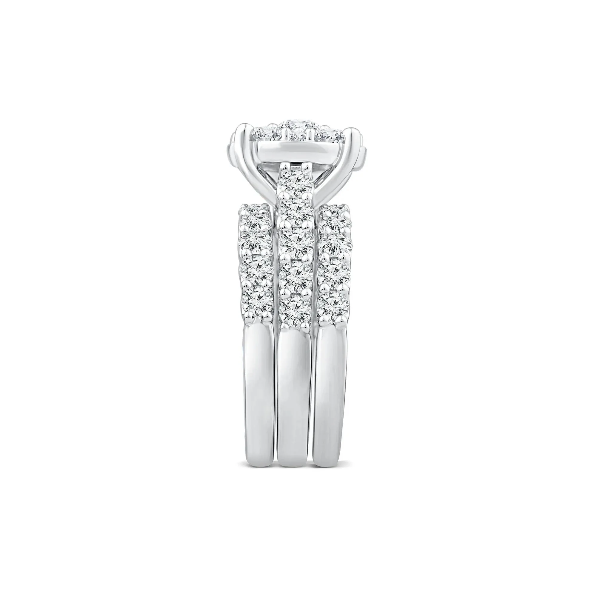 4 CT. Tw. Diamond Composite Center Bridal Set 10K White Gold Ring Round Brilliant Cut Size 9 - Image 3