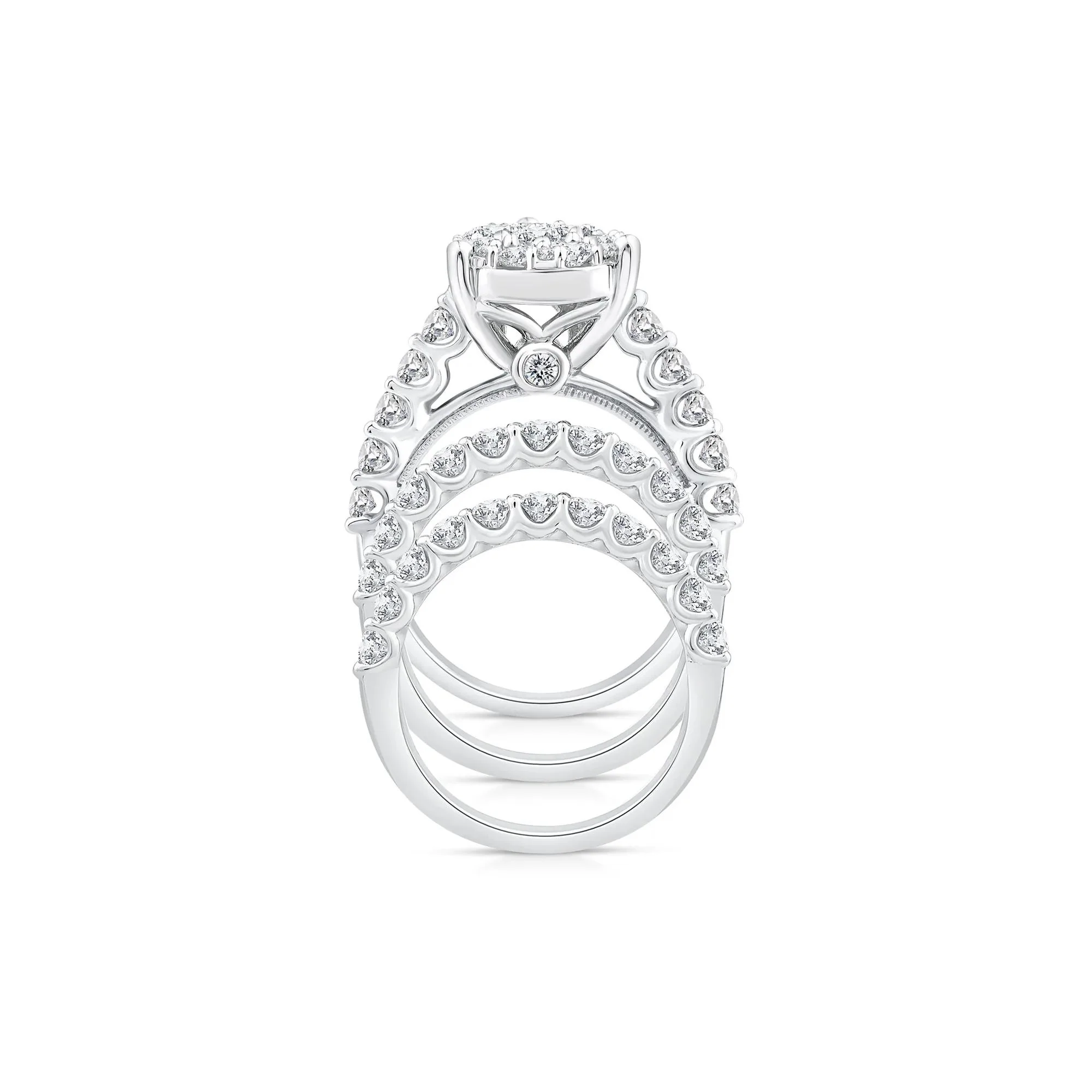 4 CT. Tw. Pear-Shaped Composite Center Diamond Bridal Set 10K White Gold Ring Round Brilliant Cut Size 9 - Image 2