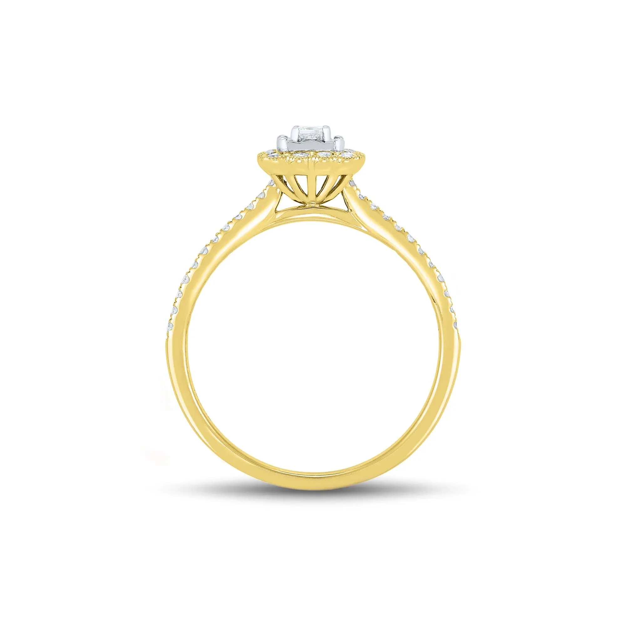 1/4 CT. Tw. Diamond Promise Ring 10K Yellow Gold Round Brilliant Cut Size 7 1mm - Image 2