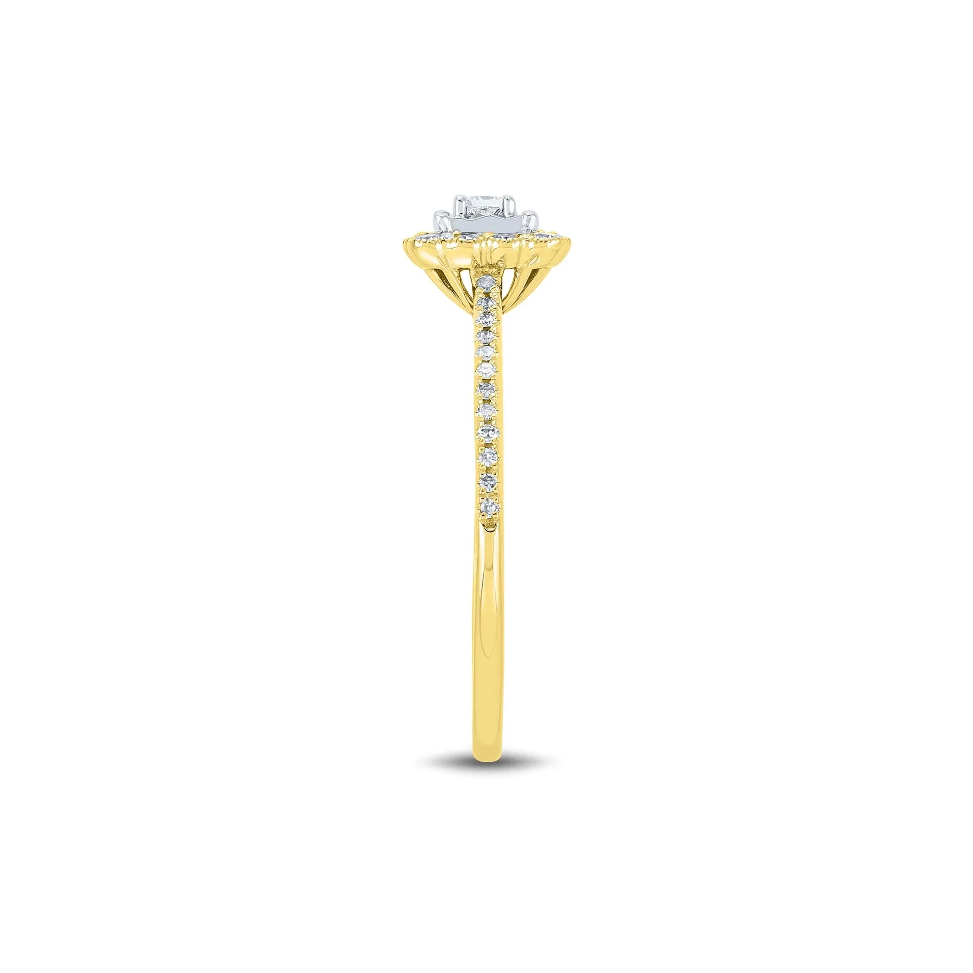 1/4 CT. Tw. Diamond Promise Ring 10K Yellow Gold Round Brilliant Cut Size 7.5 1mm - Image 3