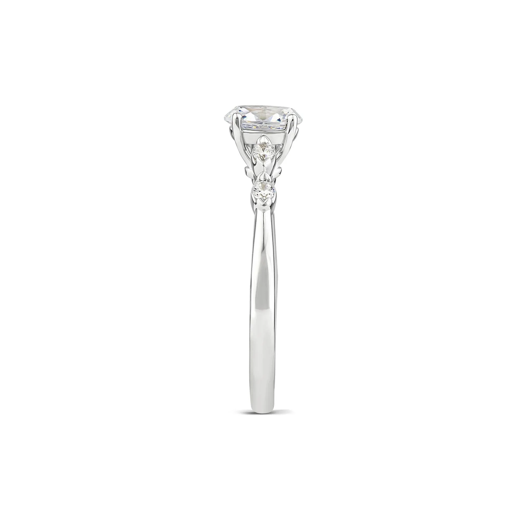 1/2 CT. Tw. Lab Grown Diamond Oval Promise Ring 10K White Gold Round Brilliant Cut Size 7 - Image 3