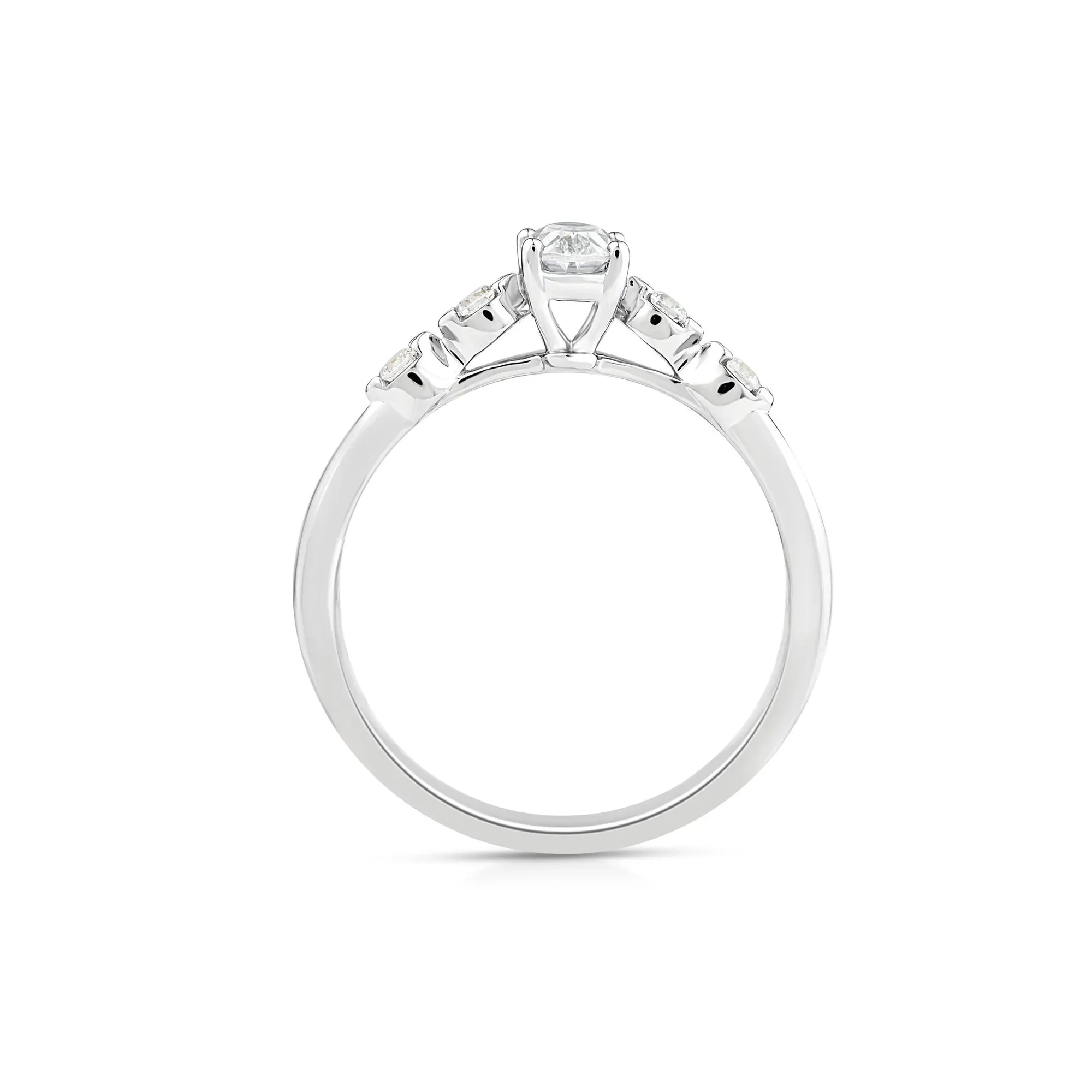 1/2 CT. Tw. Lab Grown Diamond Oval Promise Ring 10K White Gold Round Brilliant Cut Size 9 - Image 2