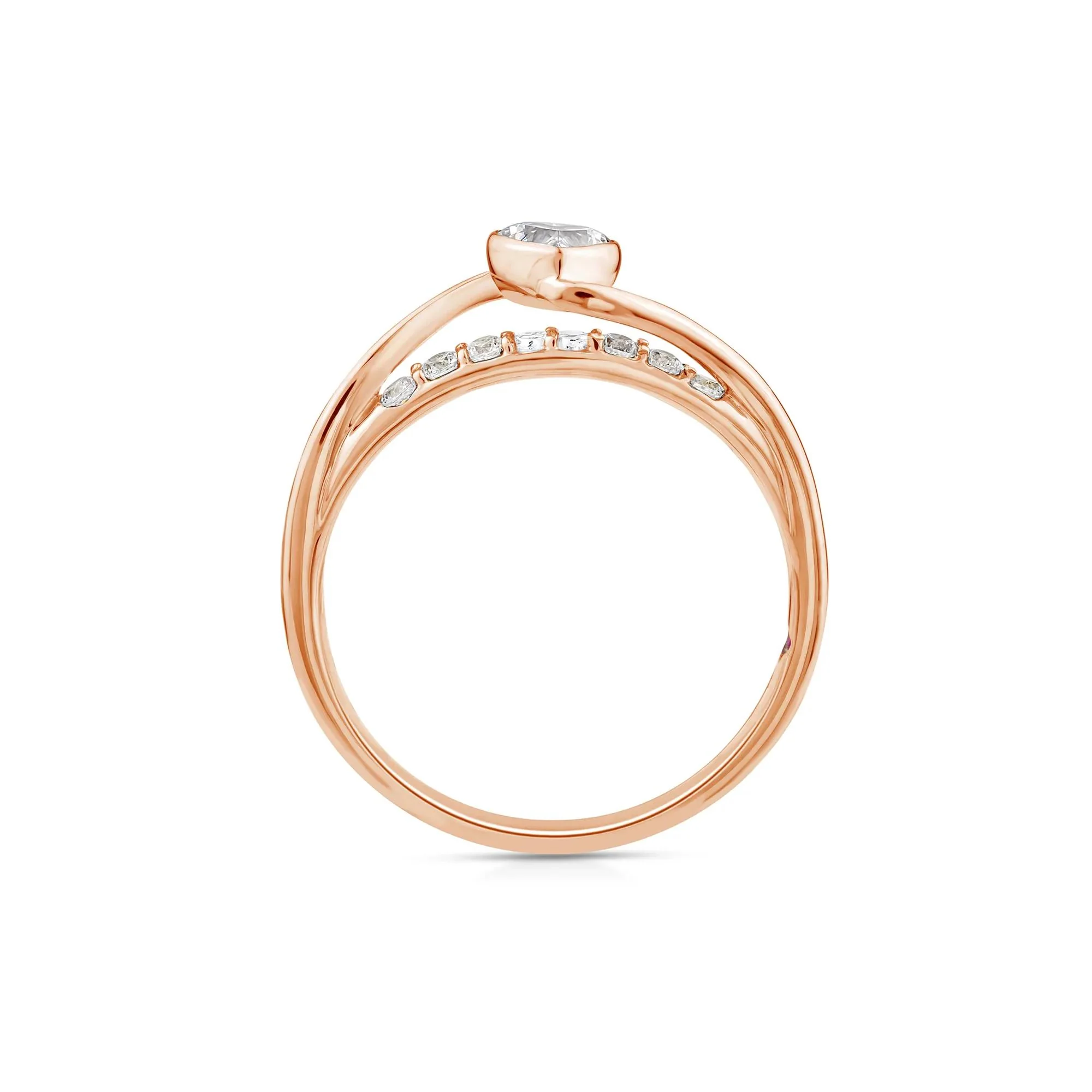 3/8 CT. Tw. Lab Grown Diamond Heart Ring 10K Rose Gold Size 7 - Image 2