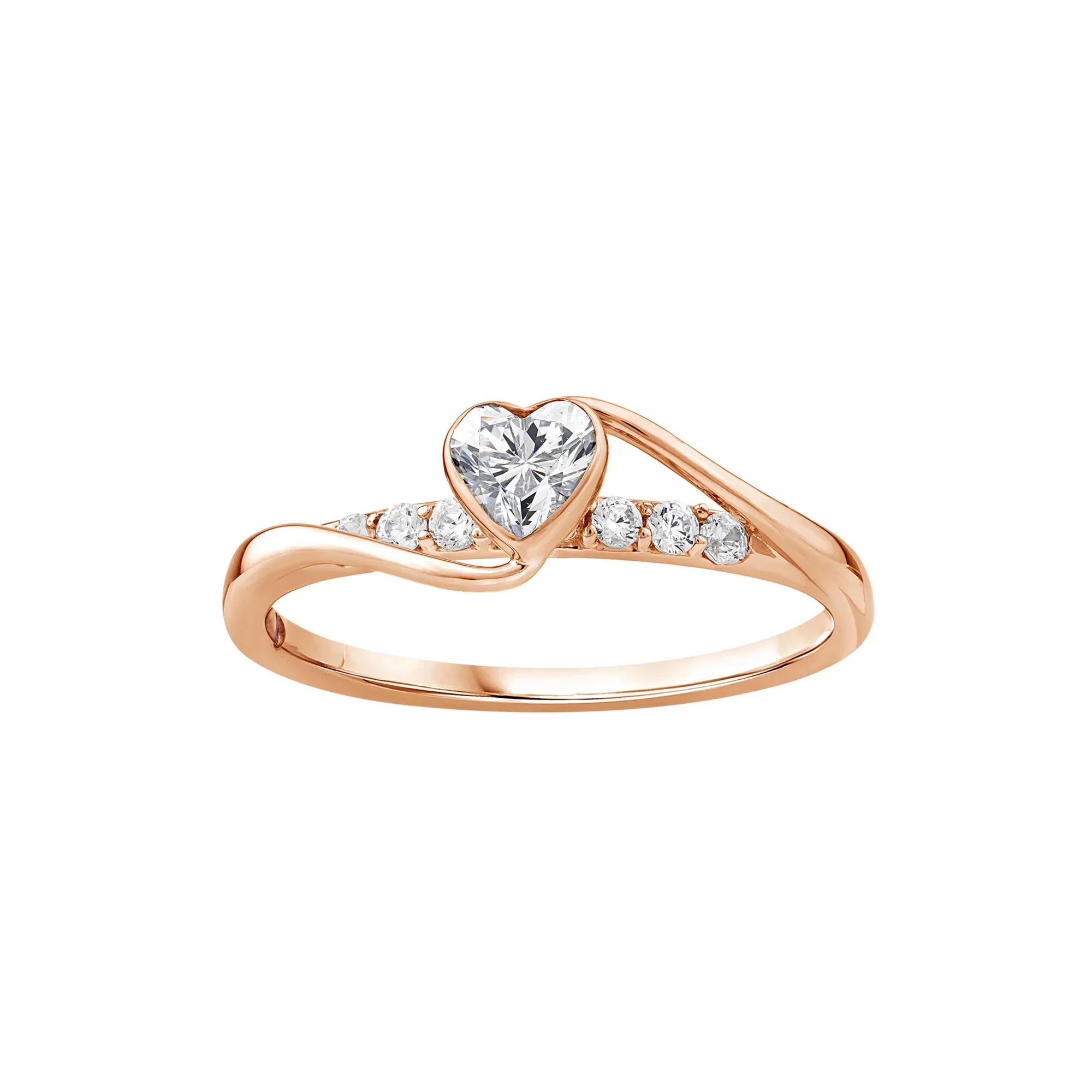 3/8 CT. Tw. Lab Grown Diamond Heart Ring 10K Rose Gold Size 8.5