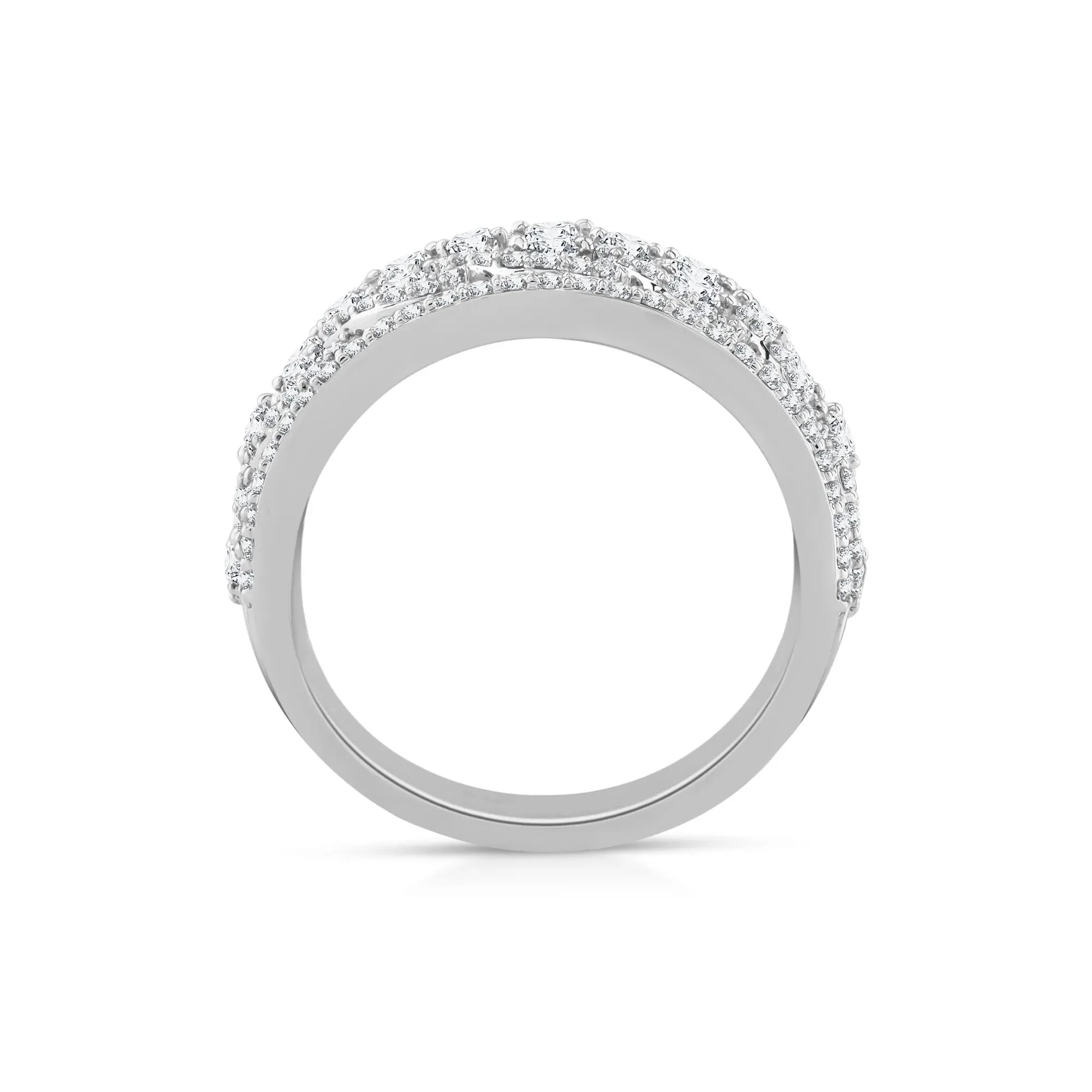 1/2 CT. Tw. Diamond Multi-Row Band Ring 14K White Gold Round Brilliant Cut Size 8.5 3.5mm - Image 2