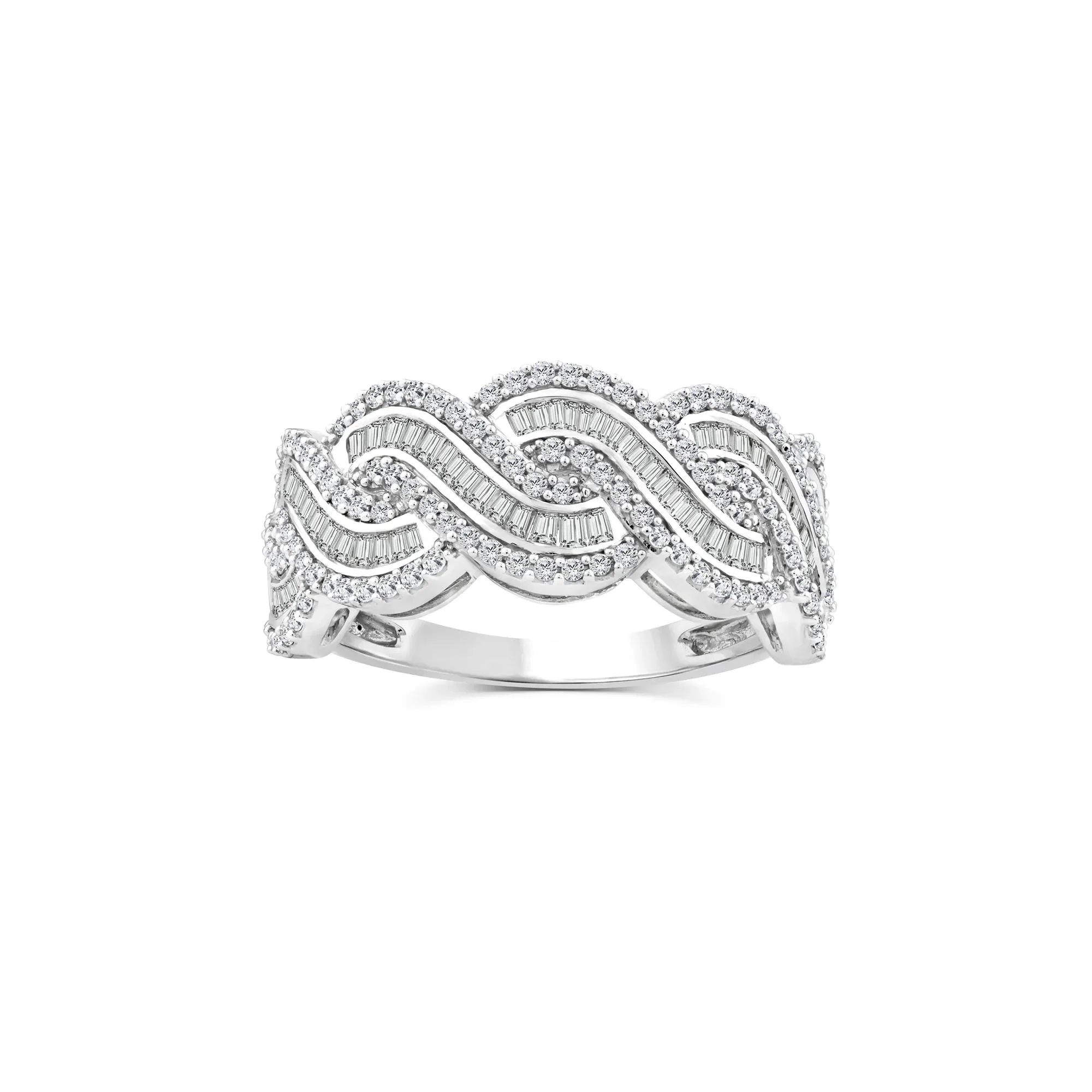 1 CT. Tw. Diamond Woven Band Ring 10K White Gold Size 6 3.5mm