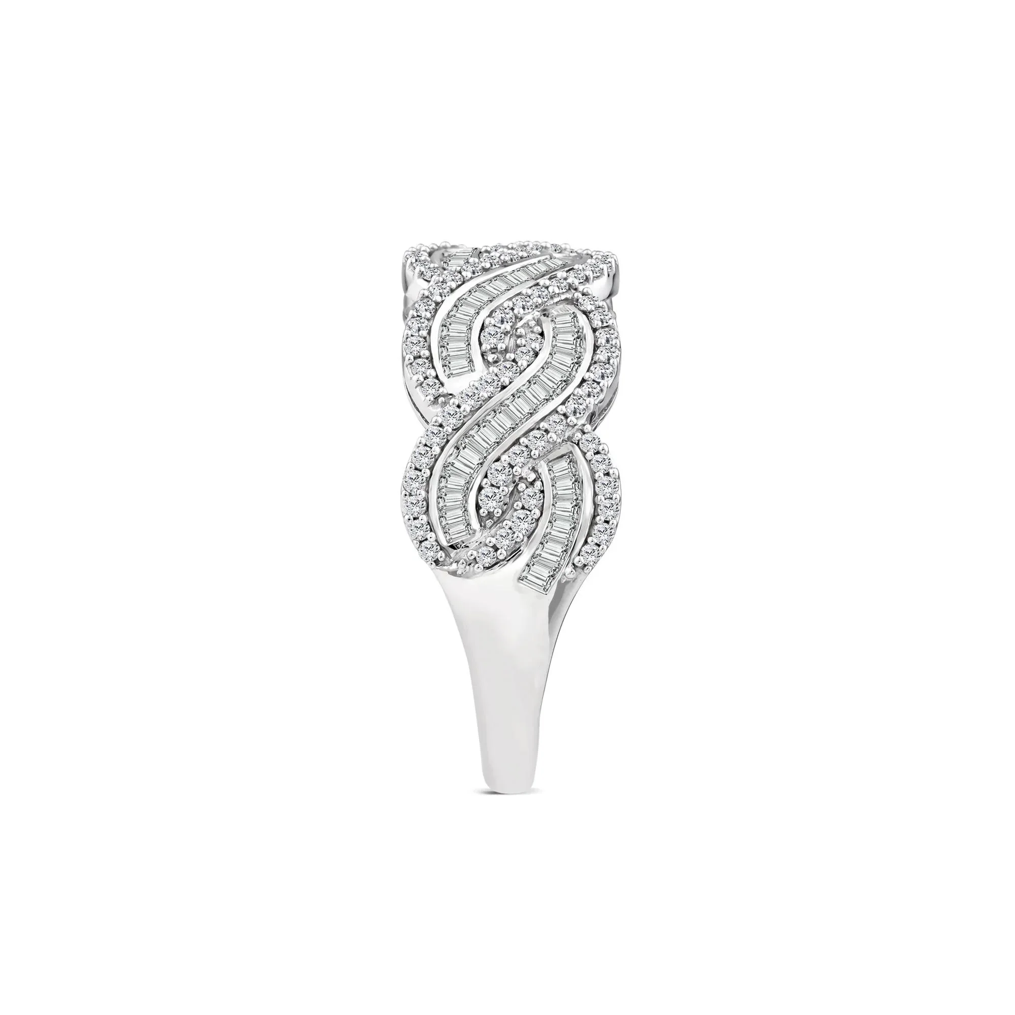 1 CT. Tw. Diamond Woven Band Ring 10K White Gold Size 8.5 3.5mm - Image 3