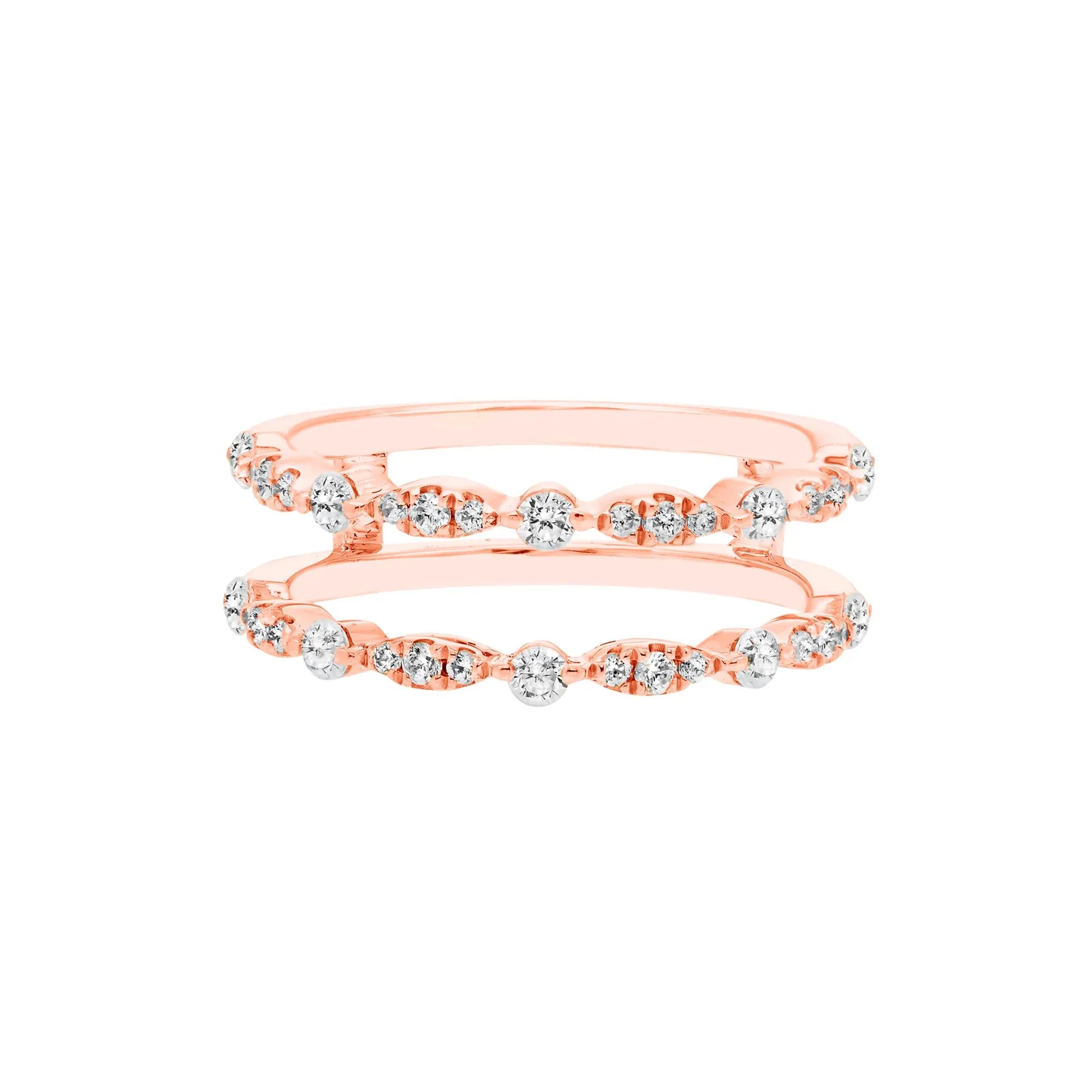 1/2 CT. Tw. Diamond Ring Insert 10K Rose Gold Round Brilliant Cut Size 8
