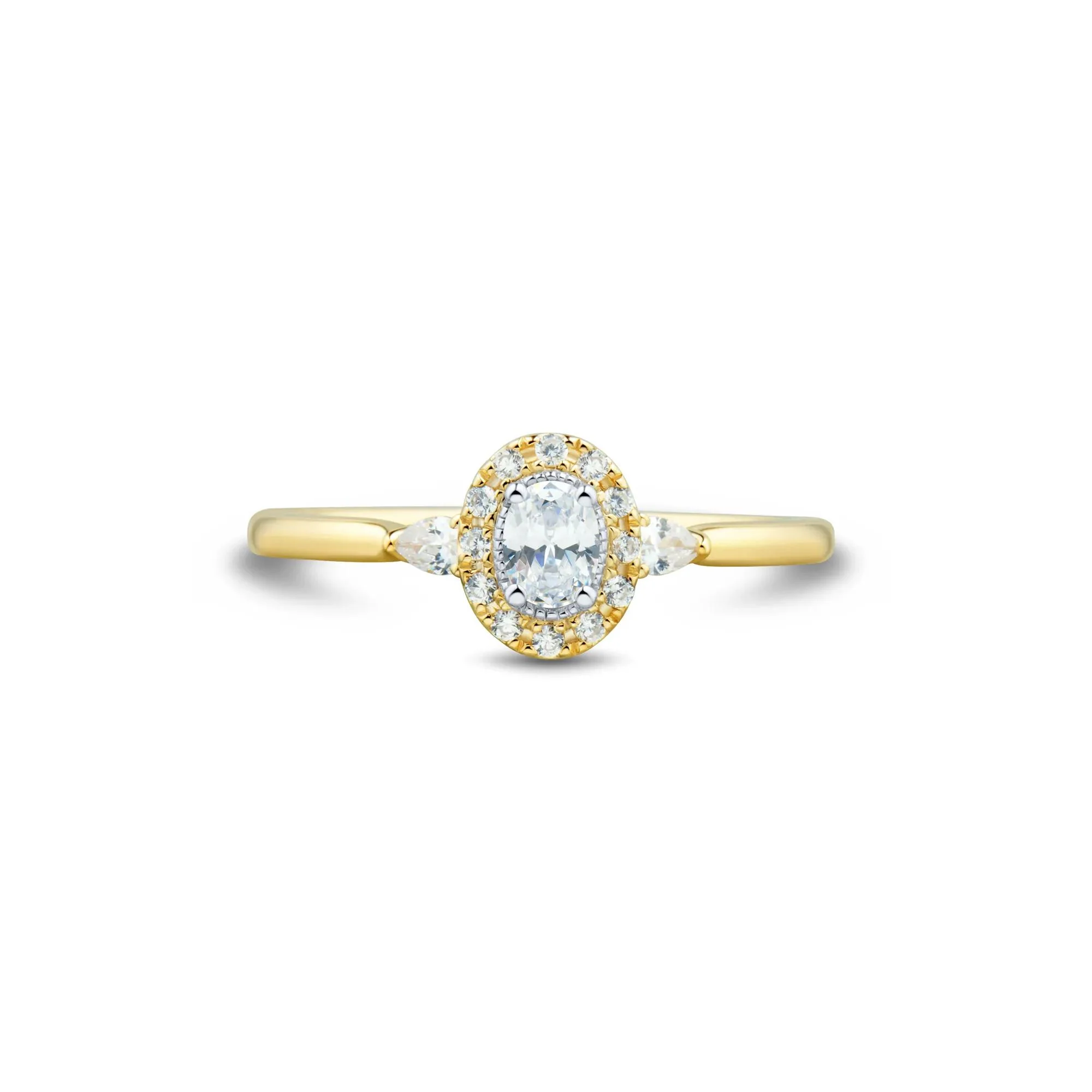 1/3 CT. Tw. Oval Lab Grown Diamond Ring 10K Yellow Gold Size 9 1mm