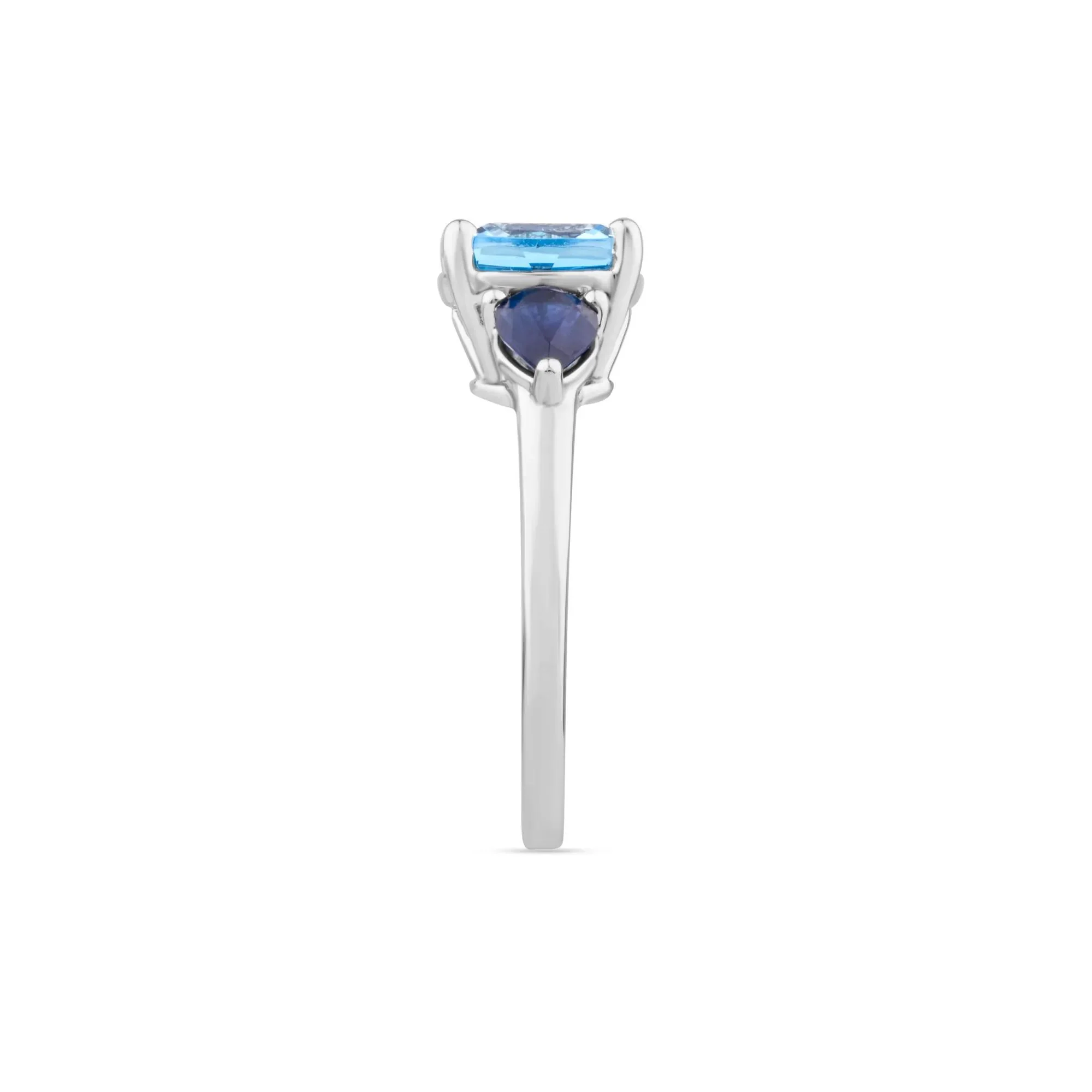 Blue Topaz and Blue Sapphire Ring 10K White Gold Size 6 - Image 3