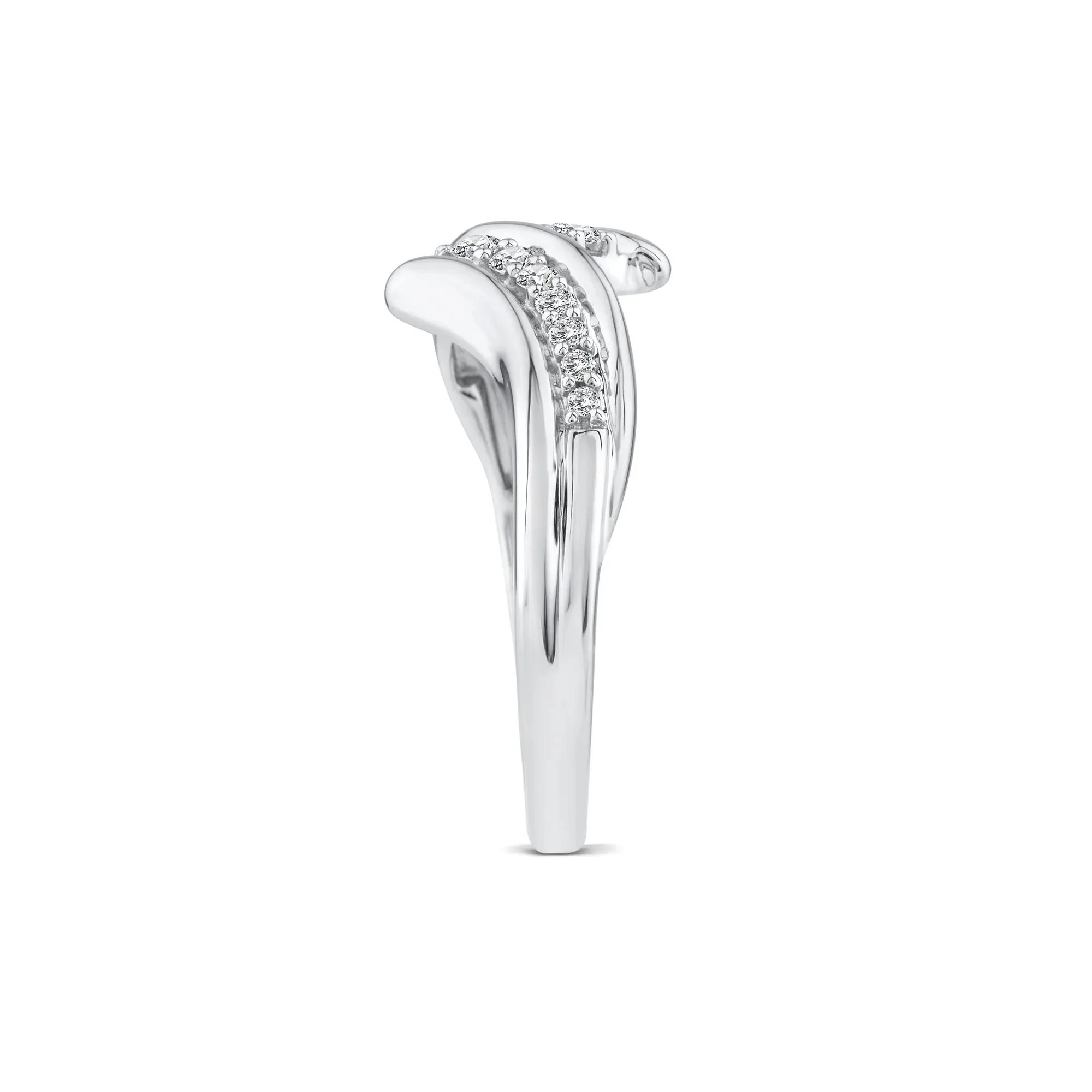 1/5 CT. Tw. Diamond Bypass Ring 10K White Gold Size 6.5 1.5mm - Image 3