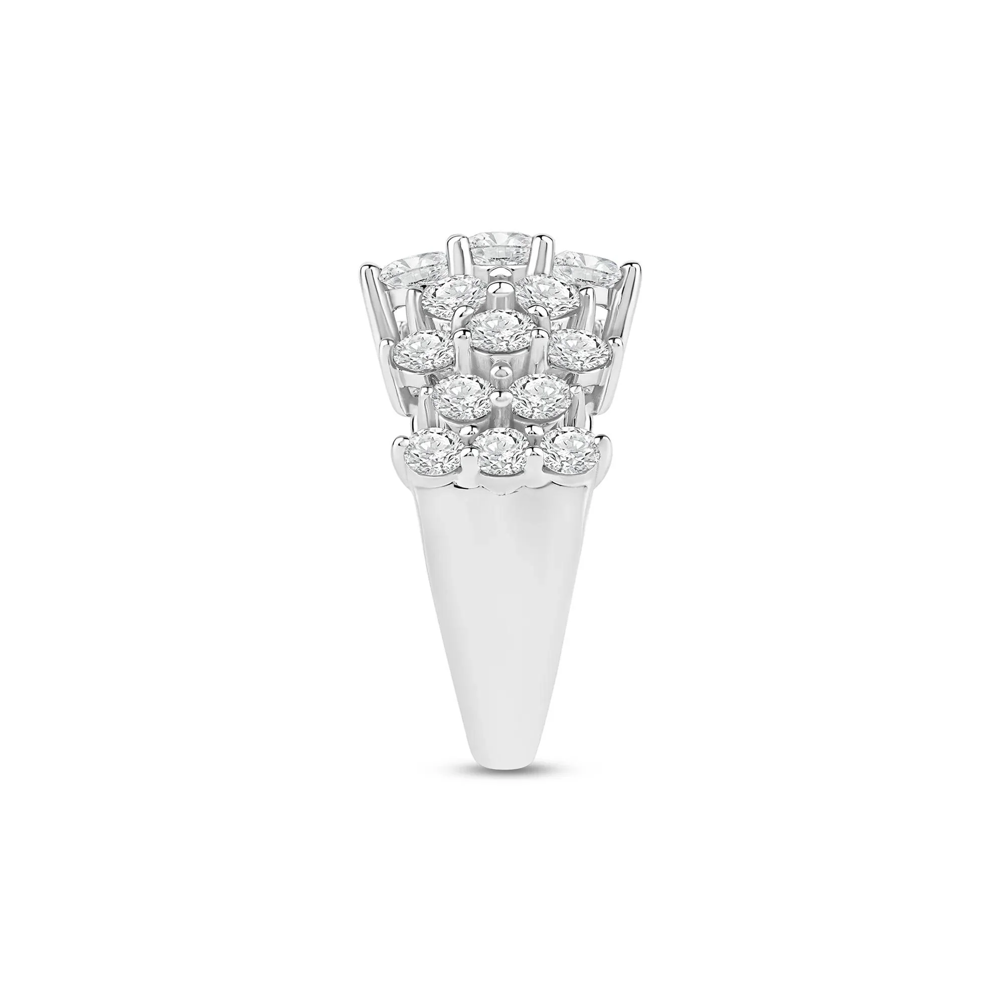 3 CT. Tw. Lab Grown Diamond Multi-Row Band Ring 10K White Gold Size 6.5 3mm - Image 3