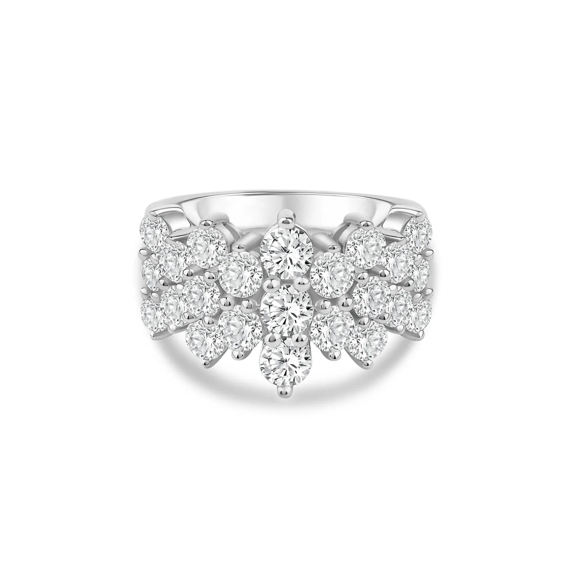 3 CT. Tw. Lab Grown Diamond Multi-Row Band Ring 10K White Gold Size 7 3mm