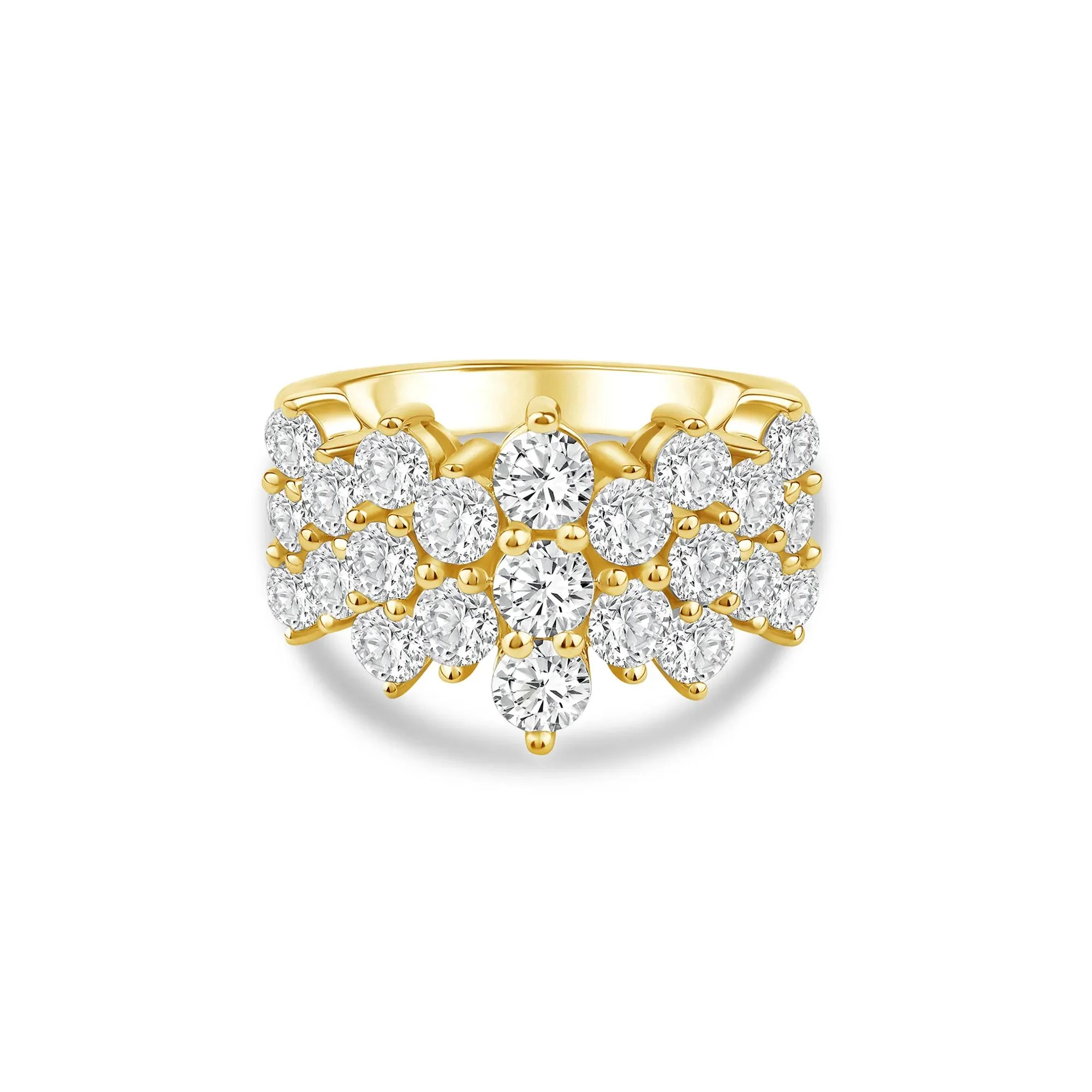 3 CT. Tw. Lab Grown Diamond Multi-Row Band Ring 10K Yellow Gold Size 7 3mm