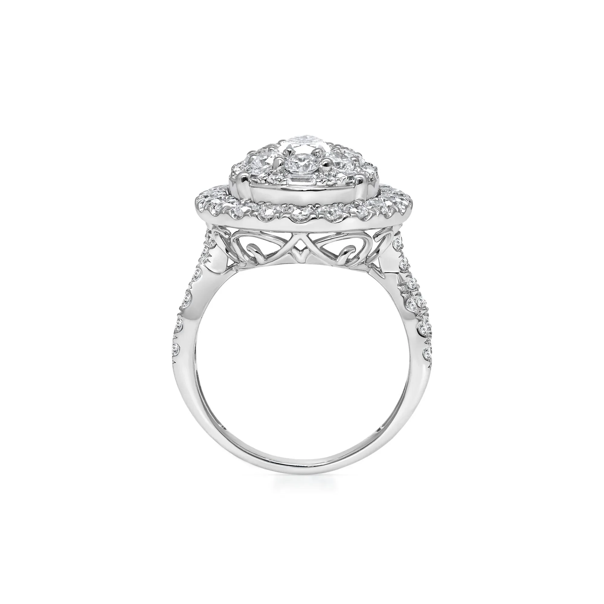 3 CT. Tw. Lab Grown Diamond Composite Ring 10K White Gold Round Brilliant Cut Size 7 - Image 2