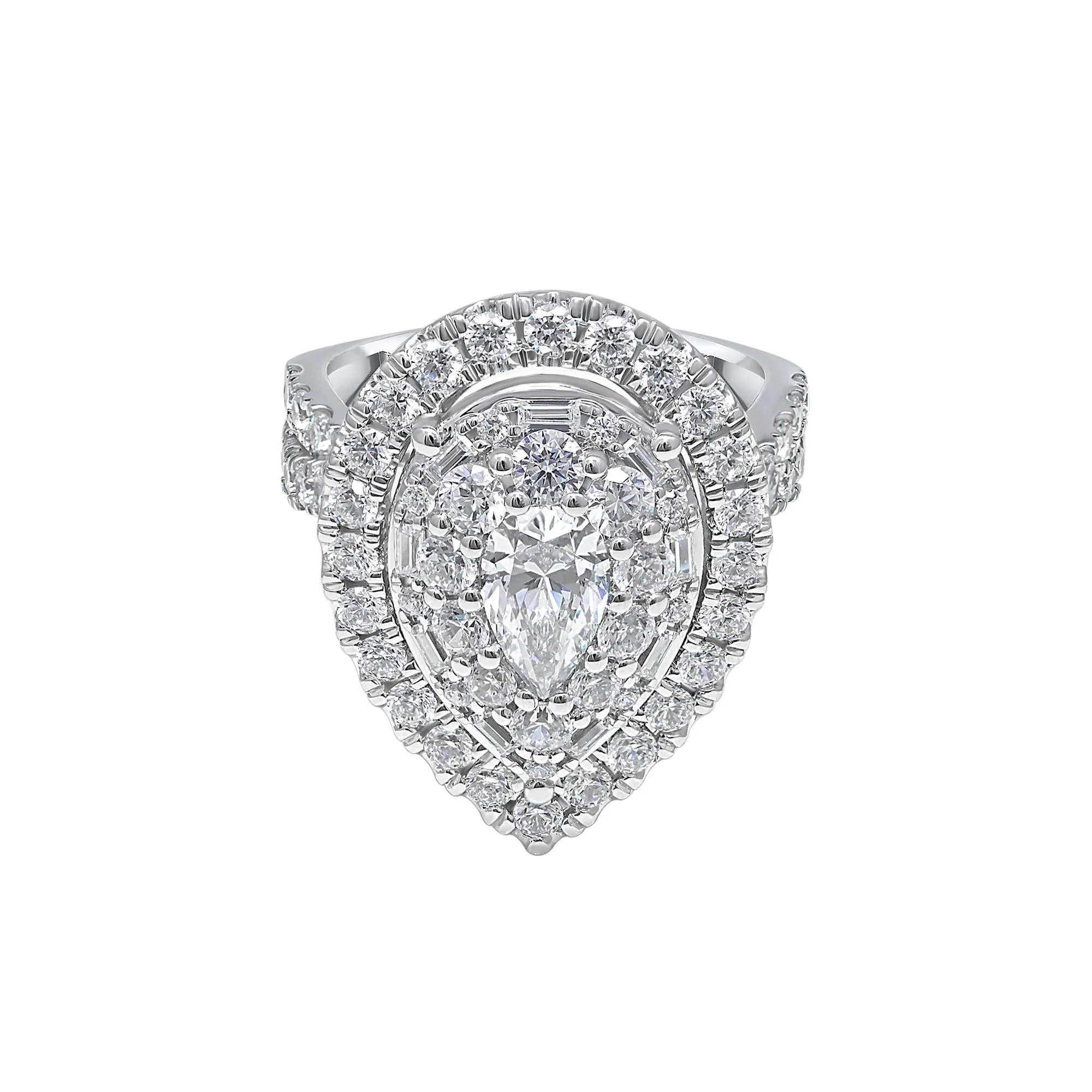 3 CT. Tw. Lab Grown Diamond Composite Ring 10K White Gold Round Brilliant Cut Size 9