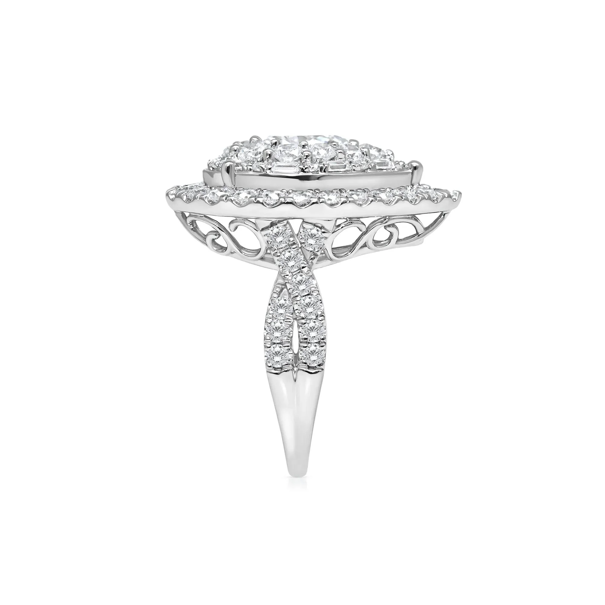 3 CT. Tw. Lab Grown Diamond Composite Ring 10K White Gold Round Brilliant Cut Size 9 - Image 3