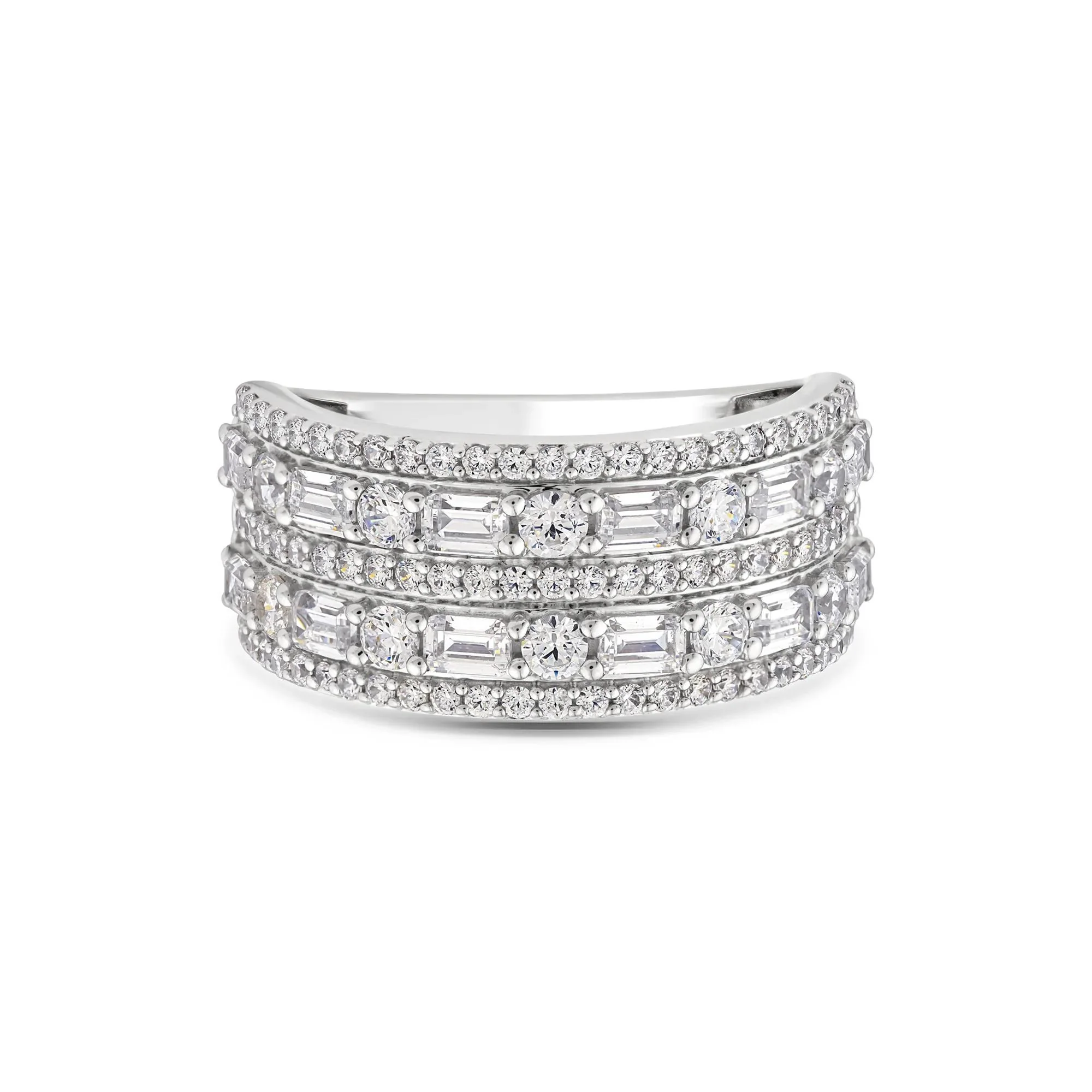 2 CT. Tw. Lab Grown Diamond Five-Row Band Ring 10K White Gold Size 6.5