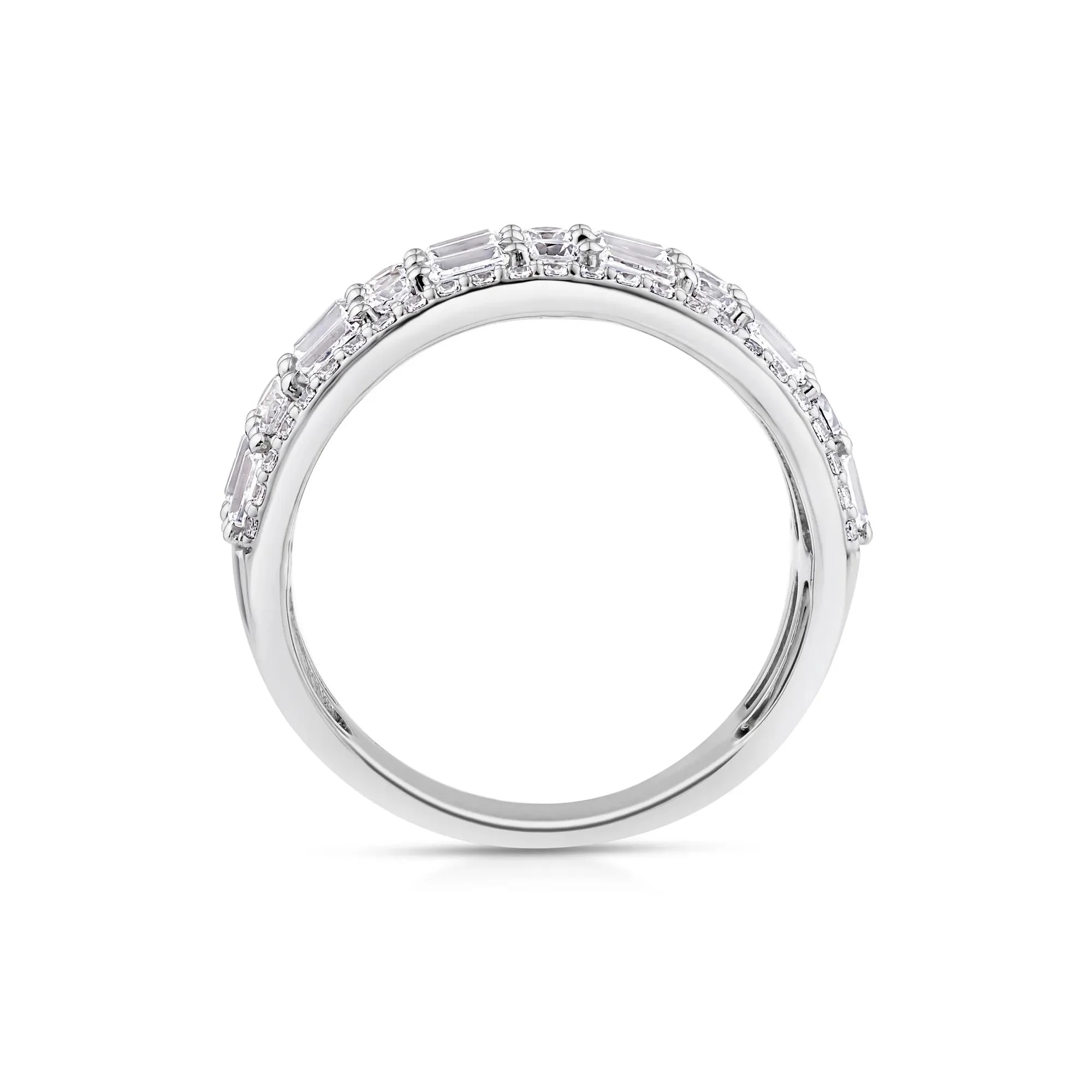 2 CT. Tw. Lab Grown Diamond Five-Row Band Ring 10K White Gold Size 6.5 - Image 2