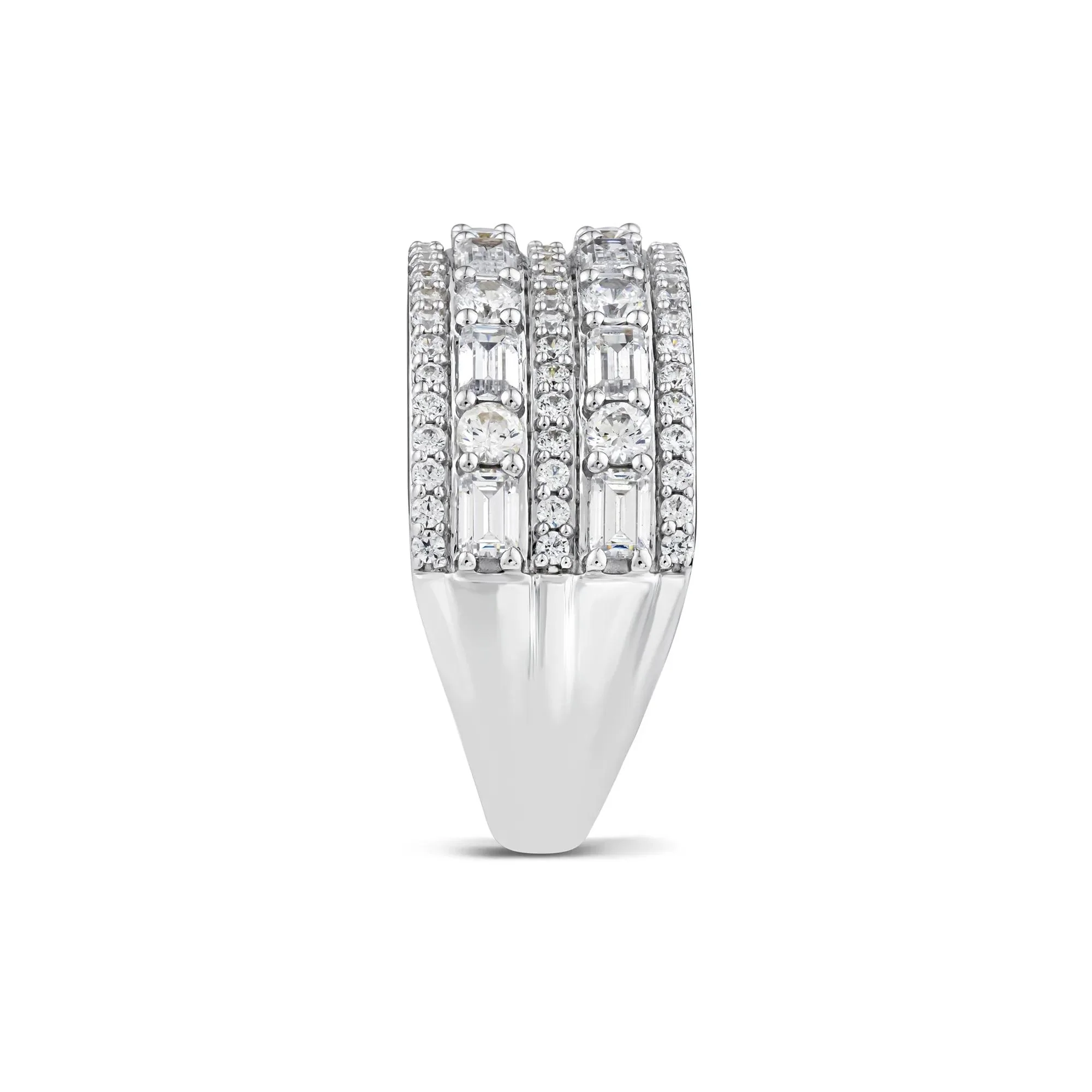 2 CT. Tw. Lab Grown Diamond Five-Row Band Ring 10K White Gold Size 6.5 - Image 3