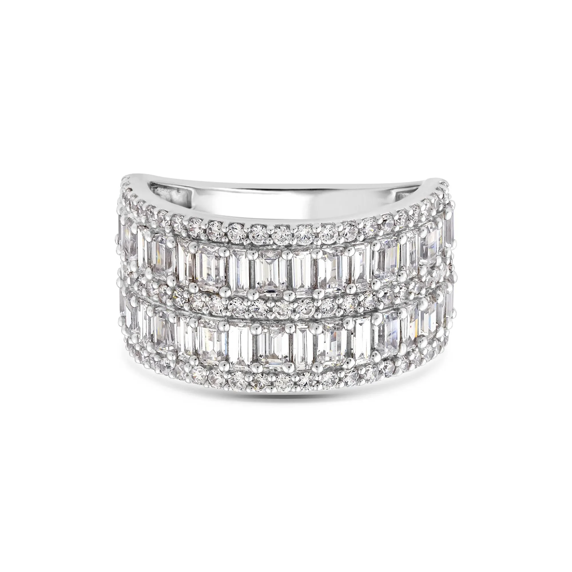 3 CT. Tw. Lab Grown Diamond Multi-Row Band Ring 10K White Gold Round Brilliant Cut Size 7