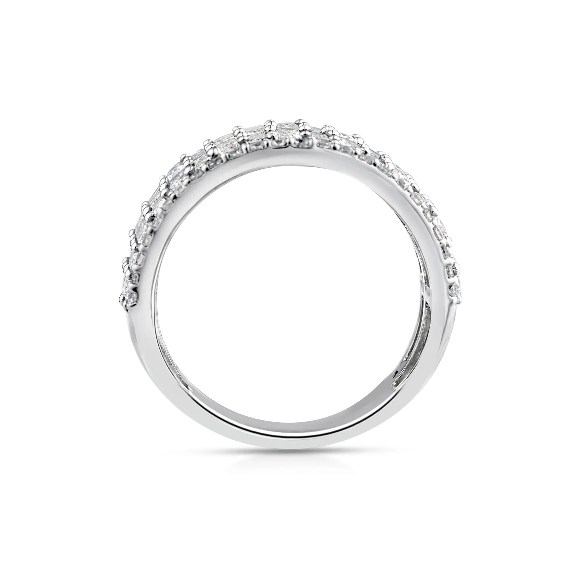 3 CT. Tw. Lab Grown Diamond Multi-Row Band Ring 10K White Gold Round Brilliant Cut Size 7 - Image 2