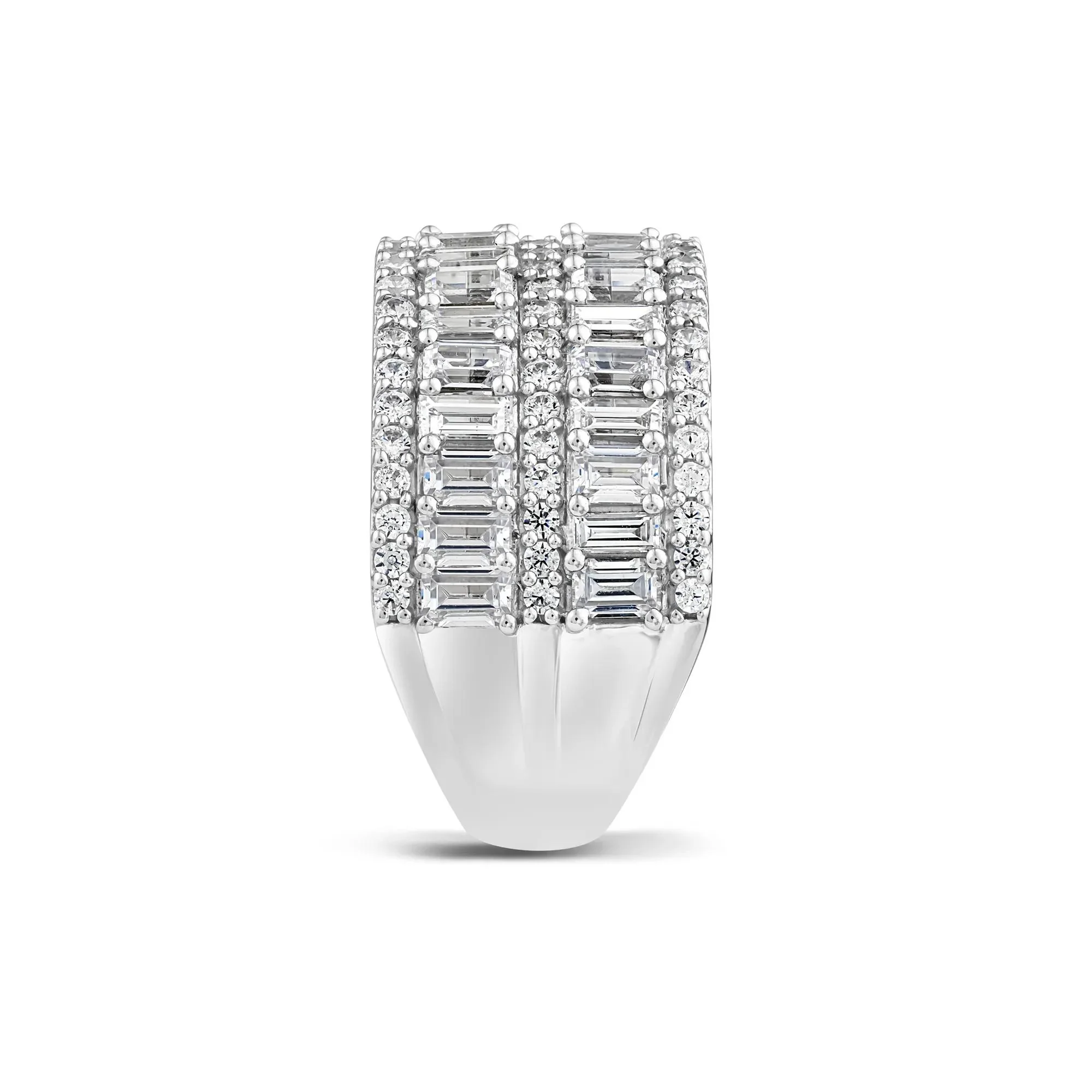 3 CT. Tw. Lab Grown Diamond Multi-Row Band Ring 10K White Gold Round Brilliant Cut Size 8.5 - Image 3