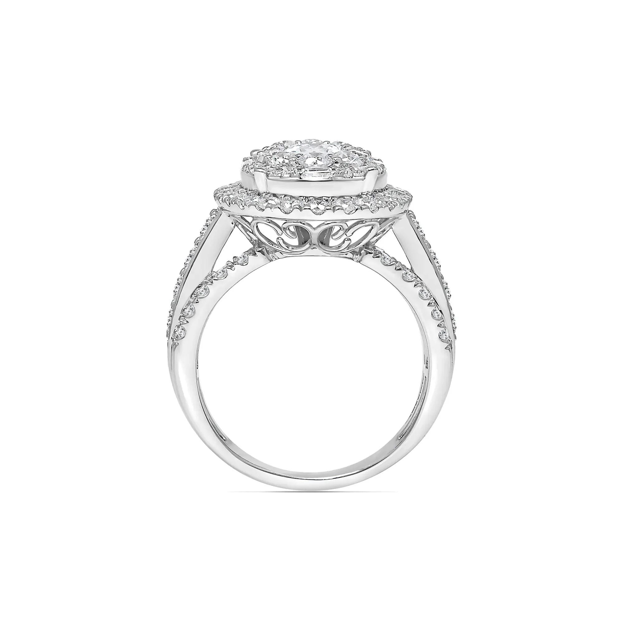 3 CT. Tw. Lab Grown Diamond Composite Center Ring 10K White Gold Round Brilliant Cut Size 6.5 - Image 2