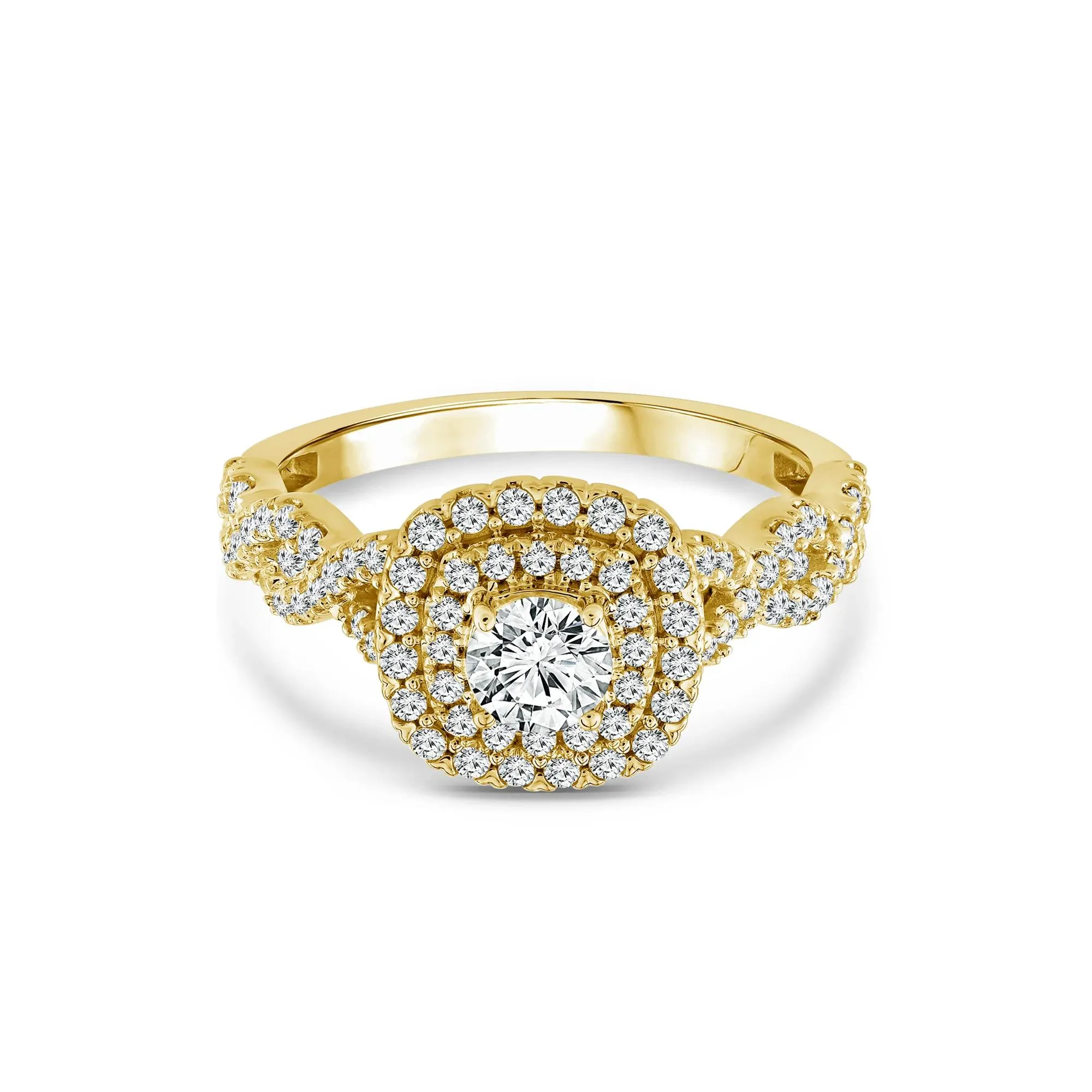 1 CT. Tw. Lab Grown Diamond Engagement Ring 10K Yellow Gold Round Brilliant Cut Size 8 1mm