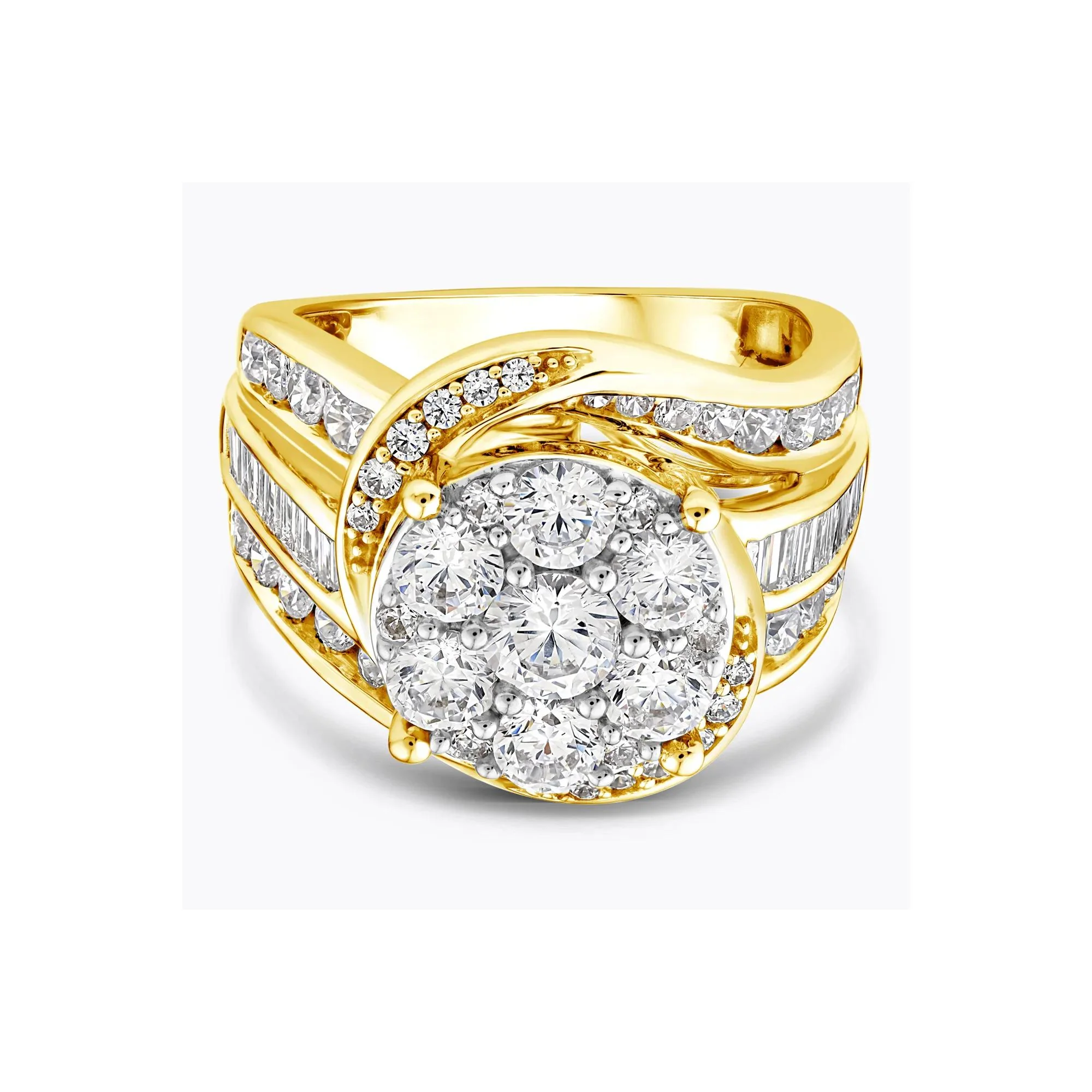 3 CT. Tw. Lab Grown Diamond Composite Engagement Ring 10K Yellow Gold Round Brilliant Cut Size 6
