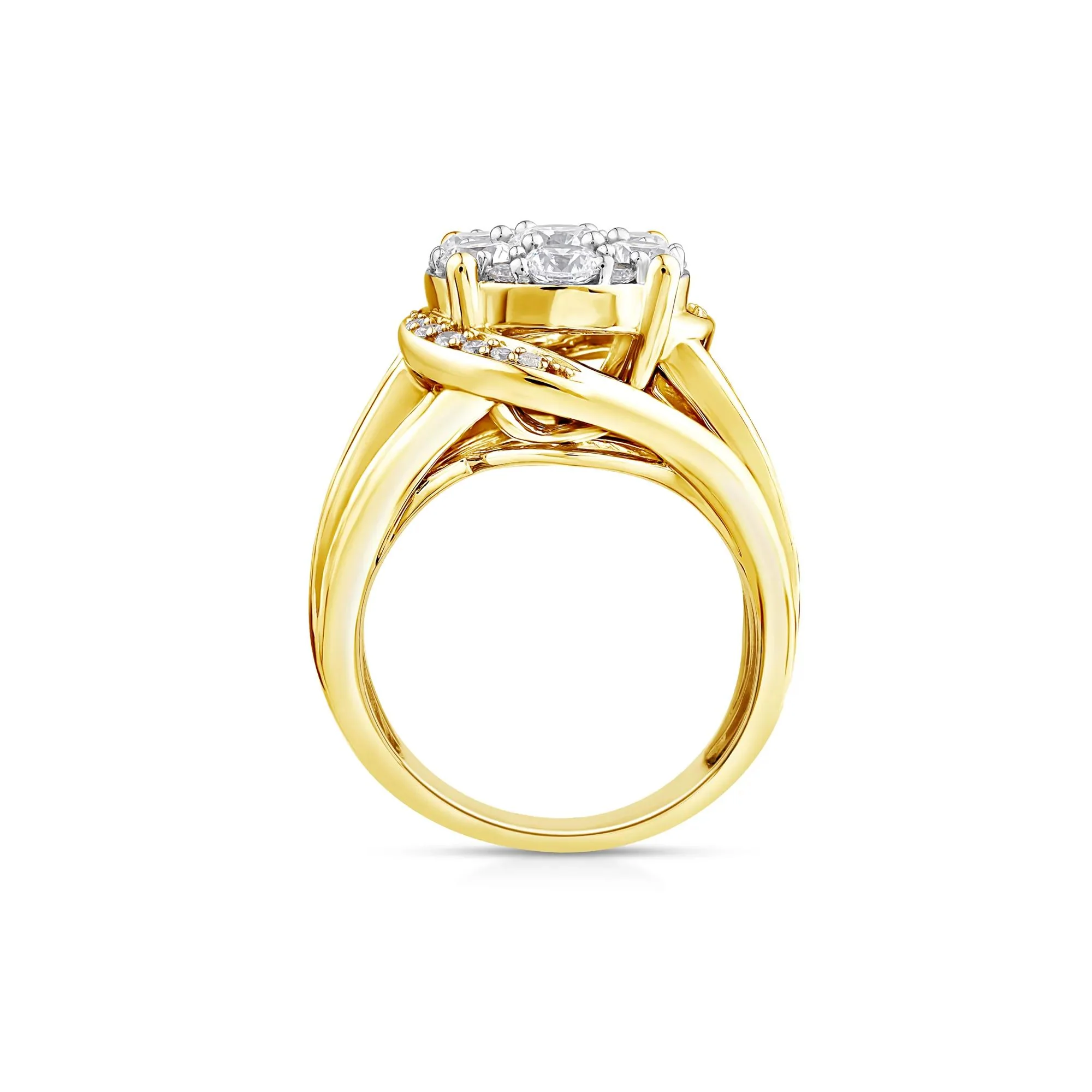 3 CT. Tw. Lab Grown Diamond Composite Engagement Ring 10K Yellow Gold Round Brilliant Cut Size 8 - Image 2