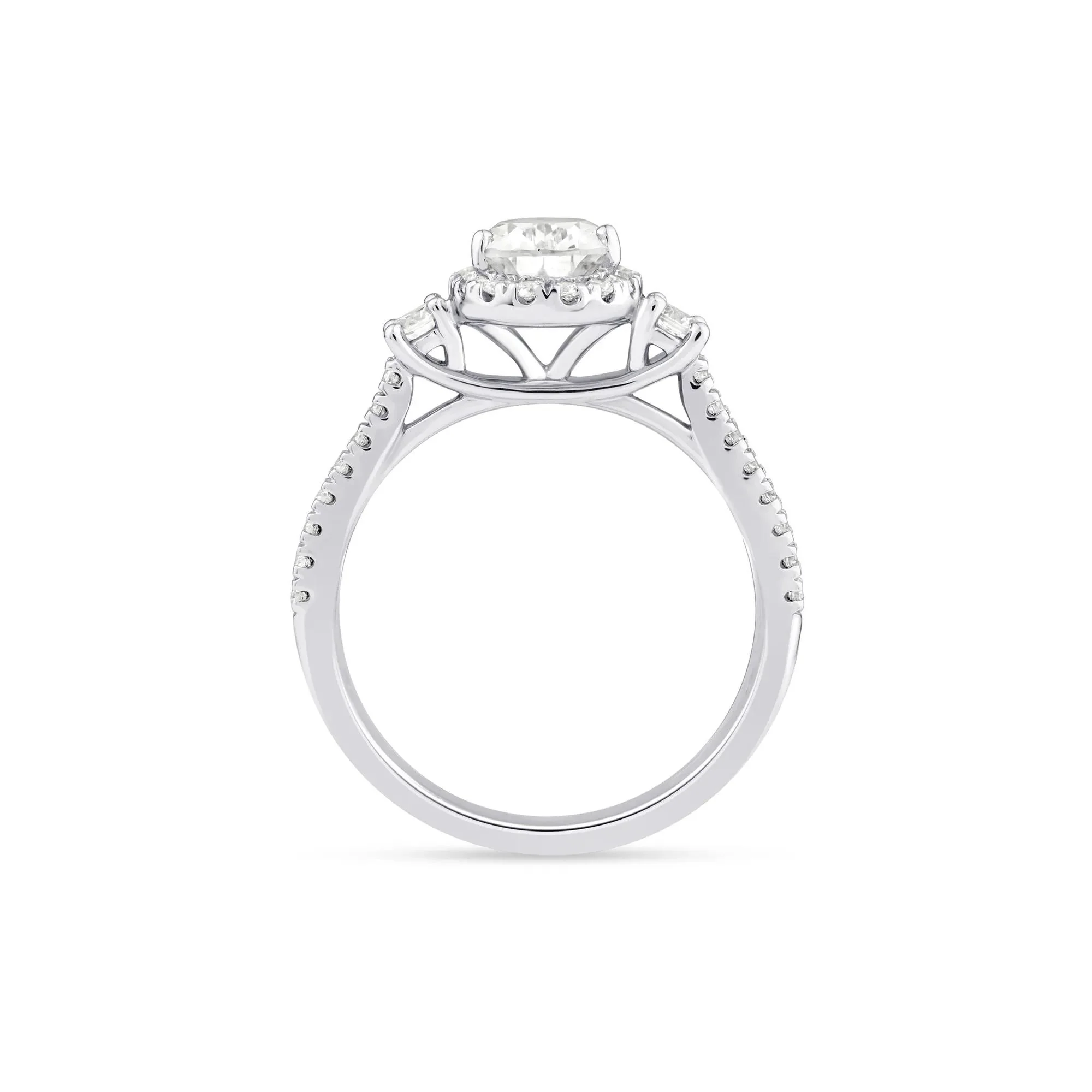 1/5 CT. Tw. Lab Grown Diamond Pear-Shaped Engagement Ring 10K White Gold Round Brilliant Cut Size 8 - Image 2