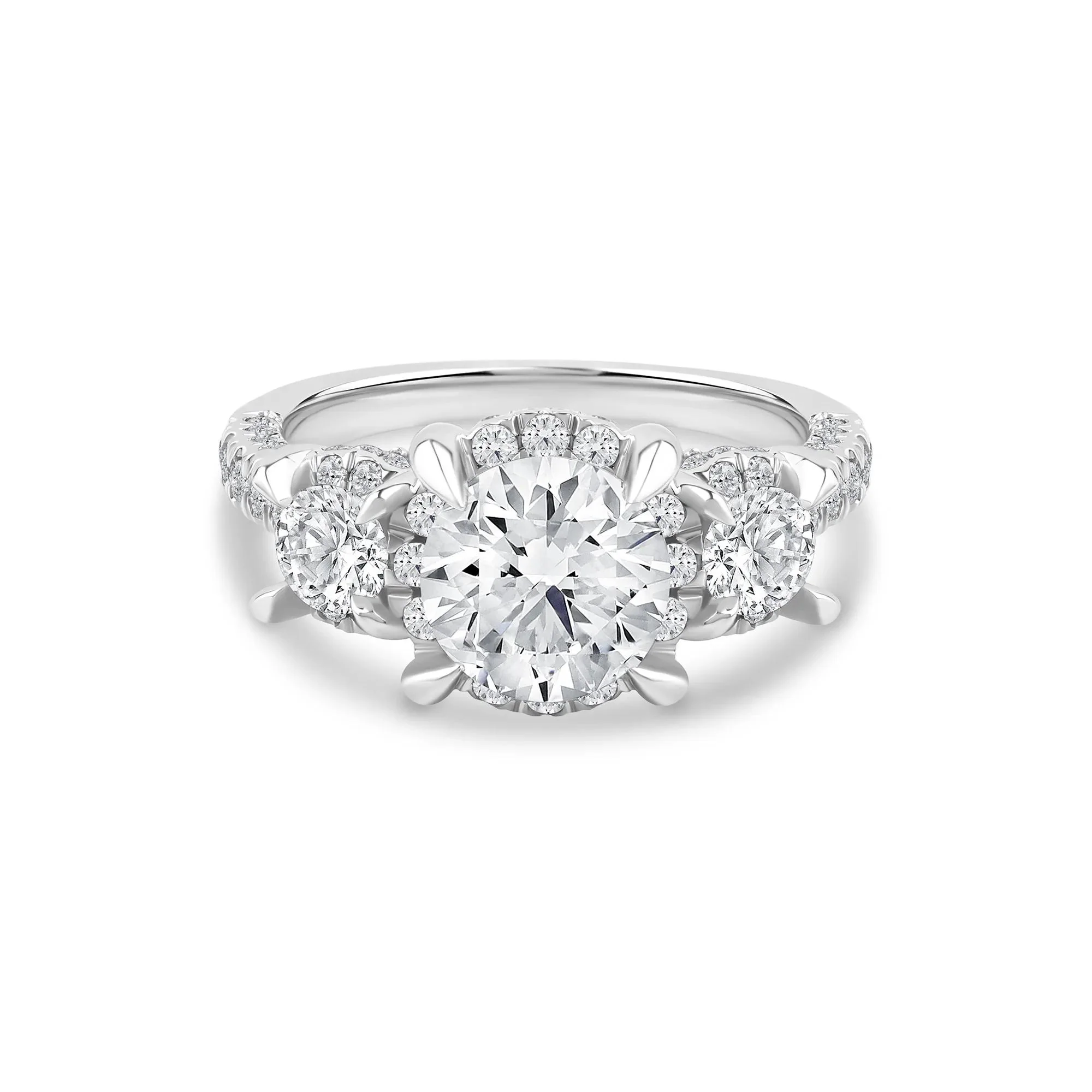 2 3/4 CT. Tw. Lab Grown Diamond Engagement Ring 10K White Gold Round Brilliant Cut Size 7 2mm