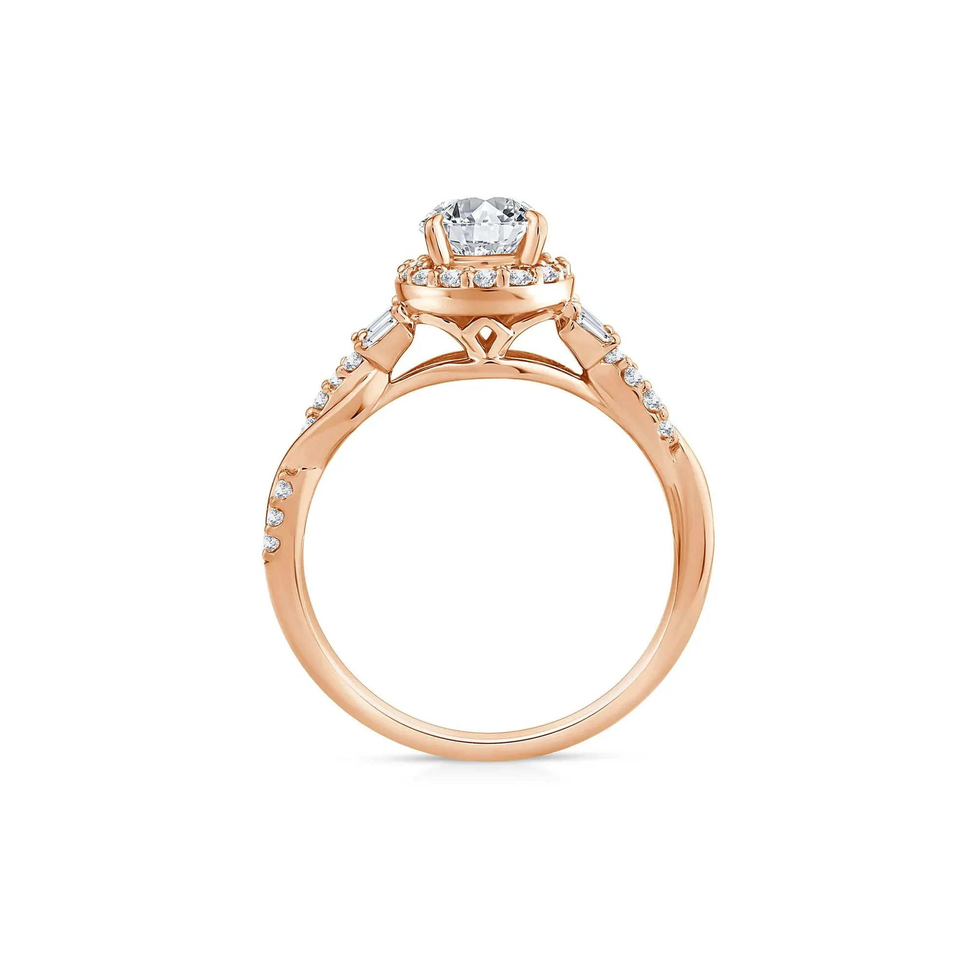 1 CT. Tw. Lab Grown Diamond Pear-Shaped Halo Engagement Ring 10K Rose Gold Round Brilliant Cut Size 7 - Image 2
