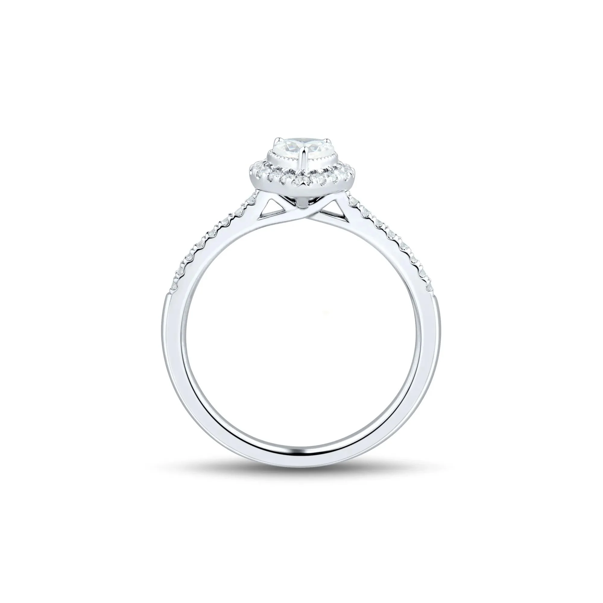 1/2 CT. Tw. Lab Grown Diamond Heart-Shaped Center Promise Ring 10K White Gold Size 9 1mm - Image 2