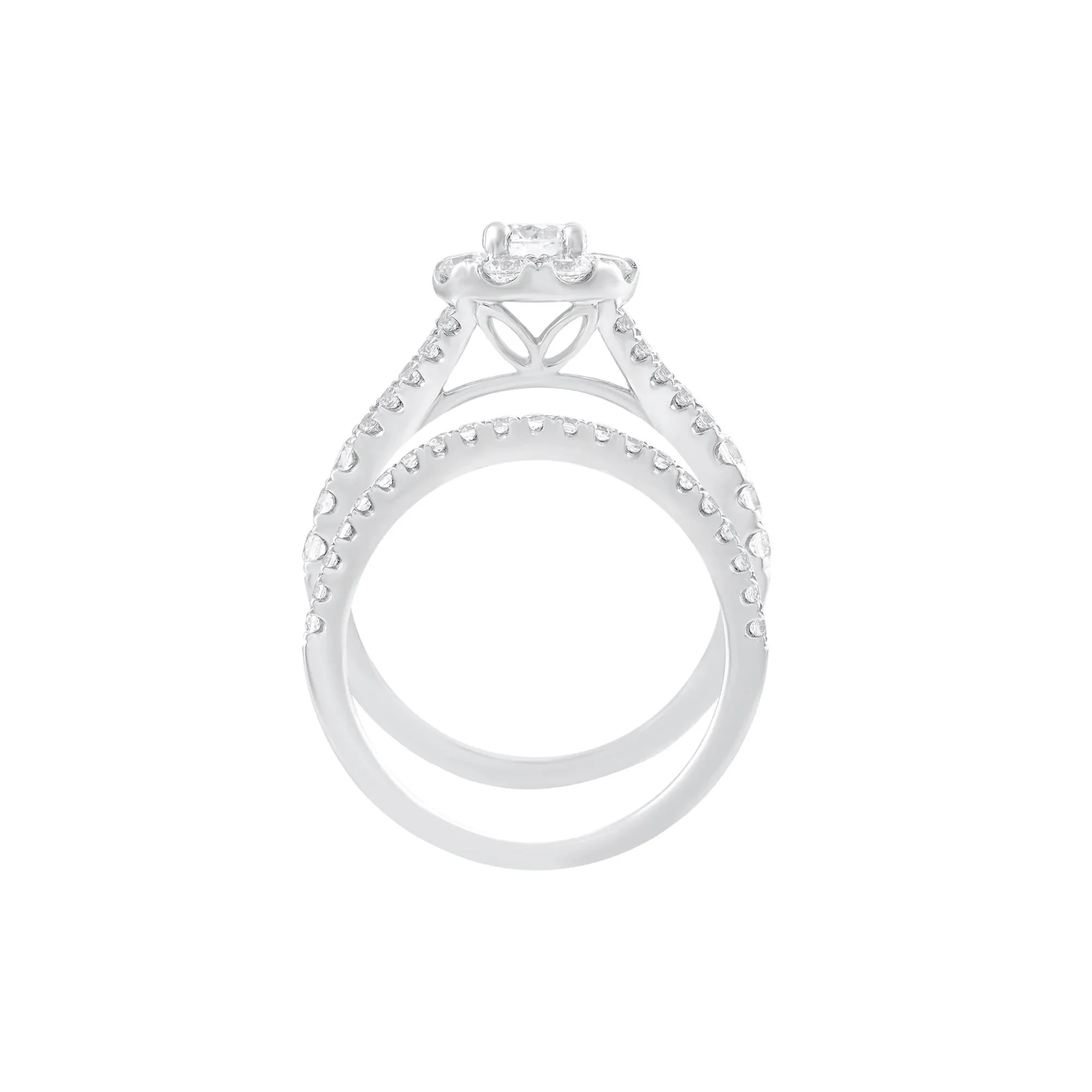 1/2 CT. Tw. Diamond Halo Bridal Set 14K White Gold Ring Size 6.5 - Image 2