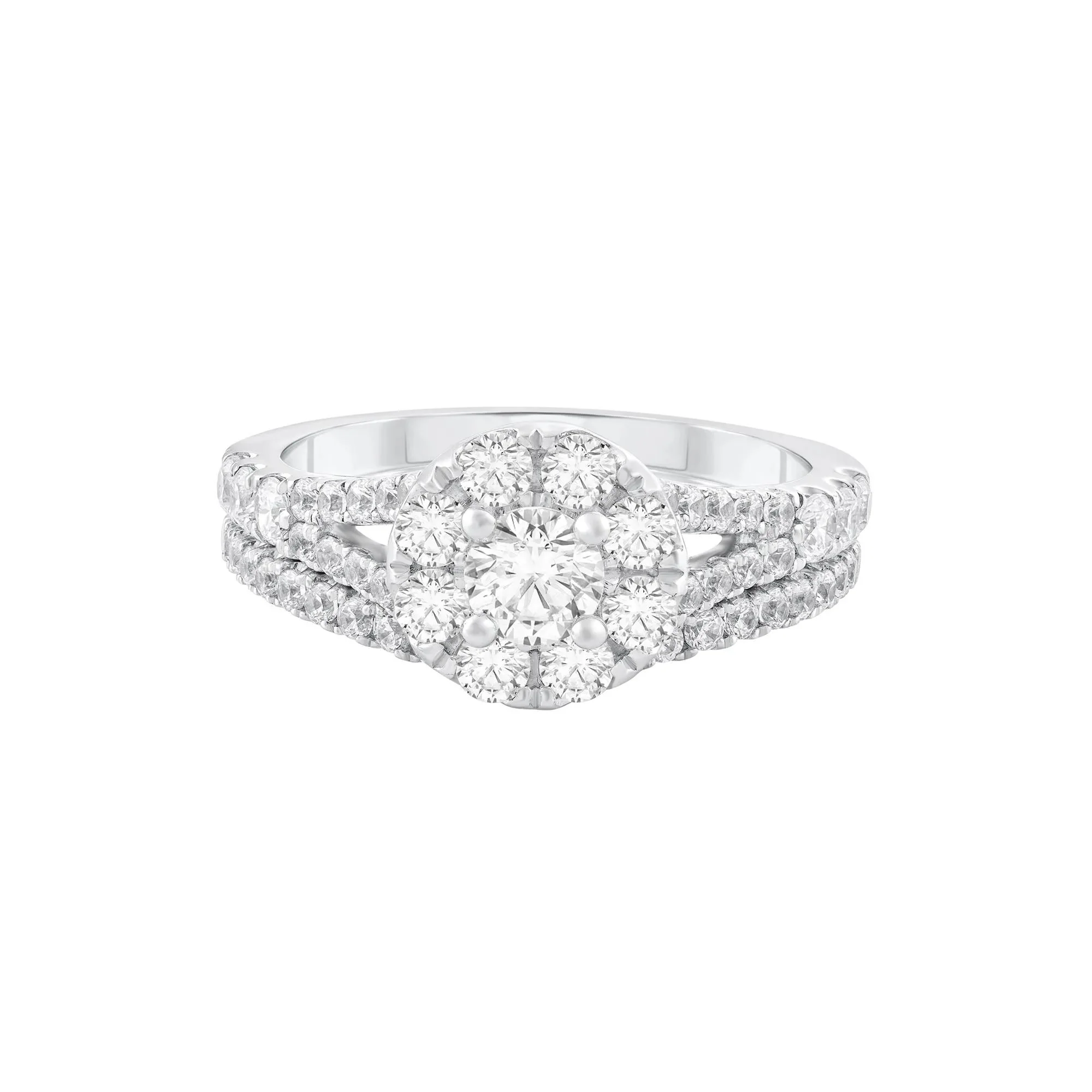 1/2 CT. Tw. Diamond Halo Bridal Set 14K White Gold Ring Size 8.5