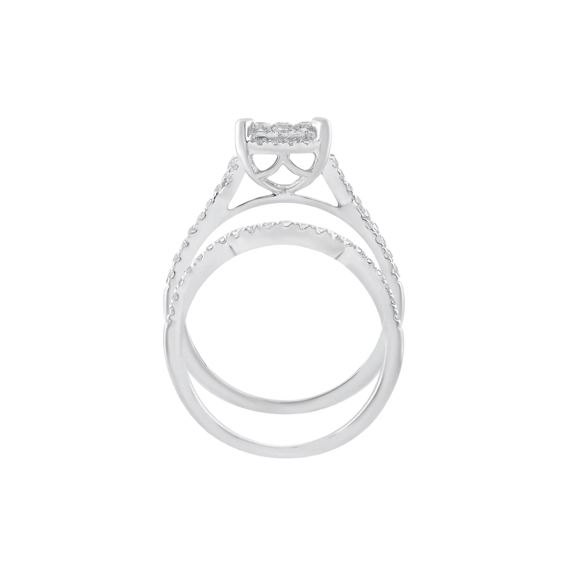 3/4 CT. Tw. Diamond Composite Engagement Ring 10K White Gold Round Brilliant Cut Size 7 2.5mm - Image 2