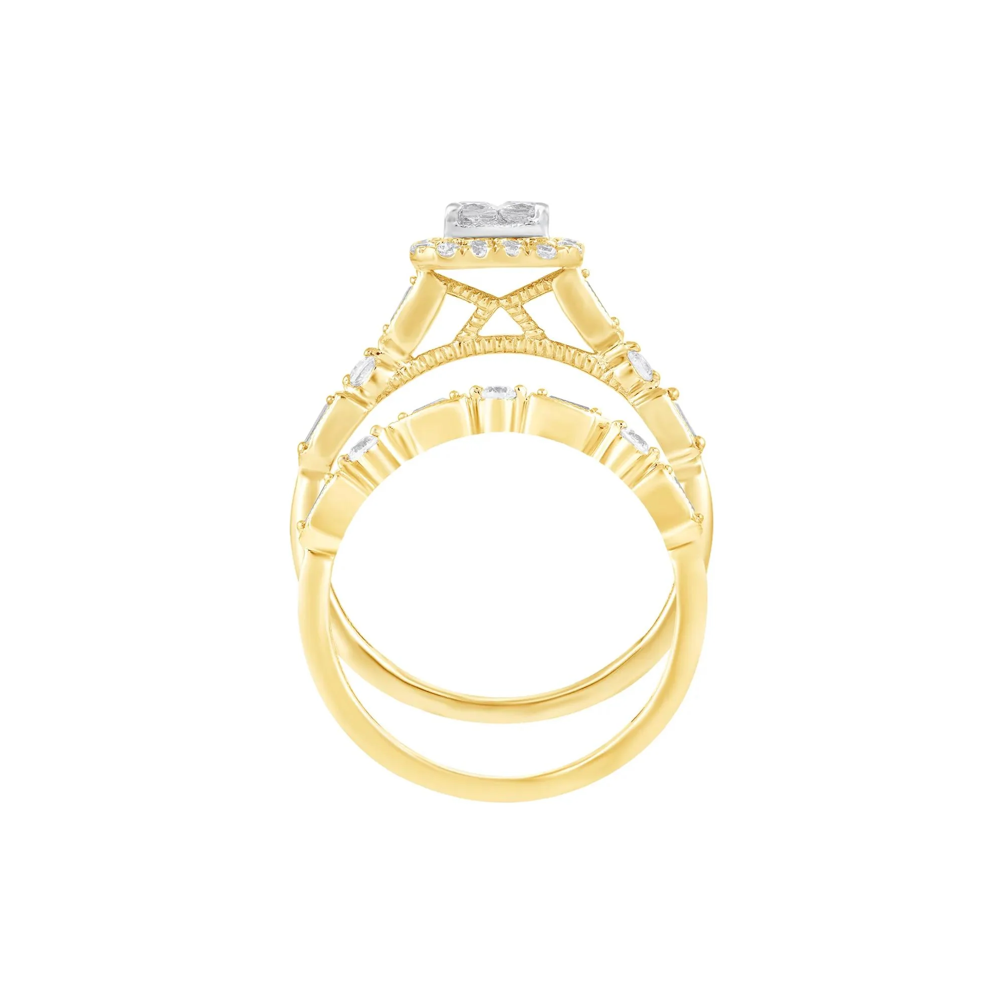 5/8 CT. Tw. Diamond Composite Bridal Set 10K Yellow Gold Ring Round Brilliant Cut Size 6.5 1.5mm - Image 2