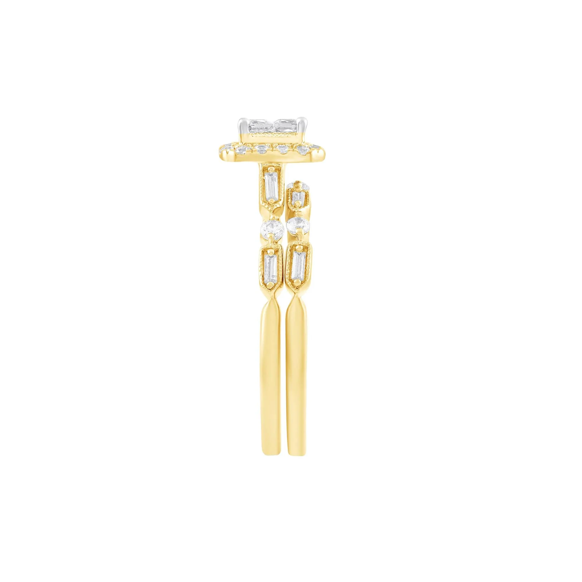 5/8 CT. Tw. Diamond Composite Bridal Set 10K Yellow Gold Ring Round Brilliant Cut Size 6.5 1.5mm - Image 3